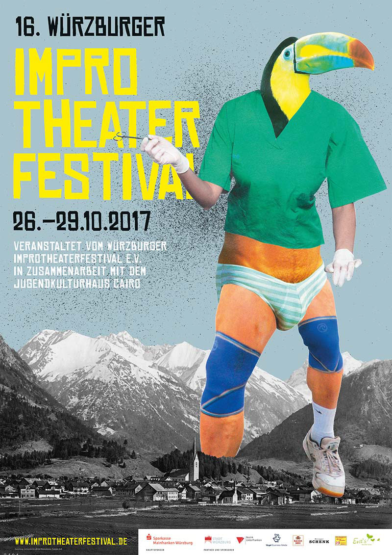 ILLUSTRATION, COLLAGE, WÜRZBURGER IMPROFESTIVAL; LAYOUTGESTALTUNG: FLORIAN TOPERNGPONG