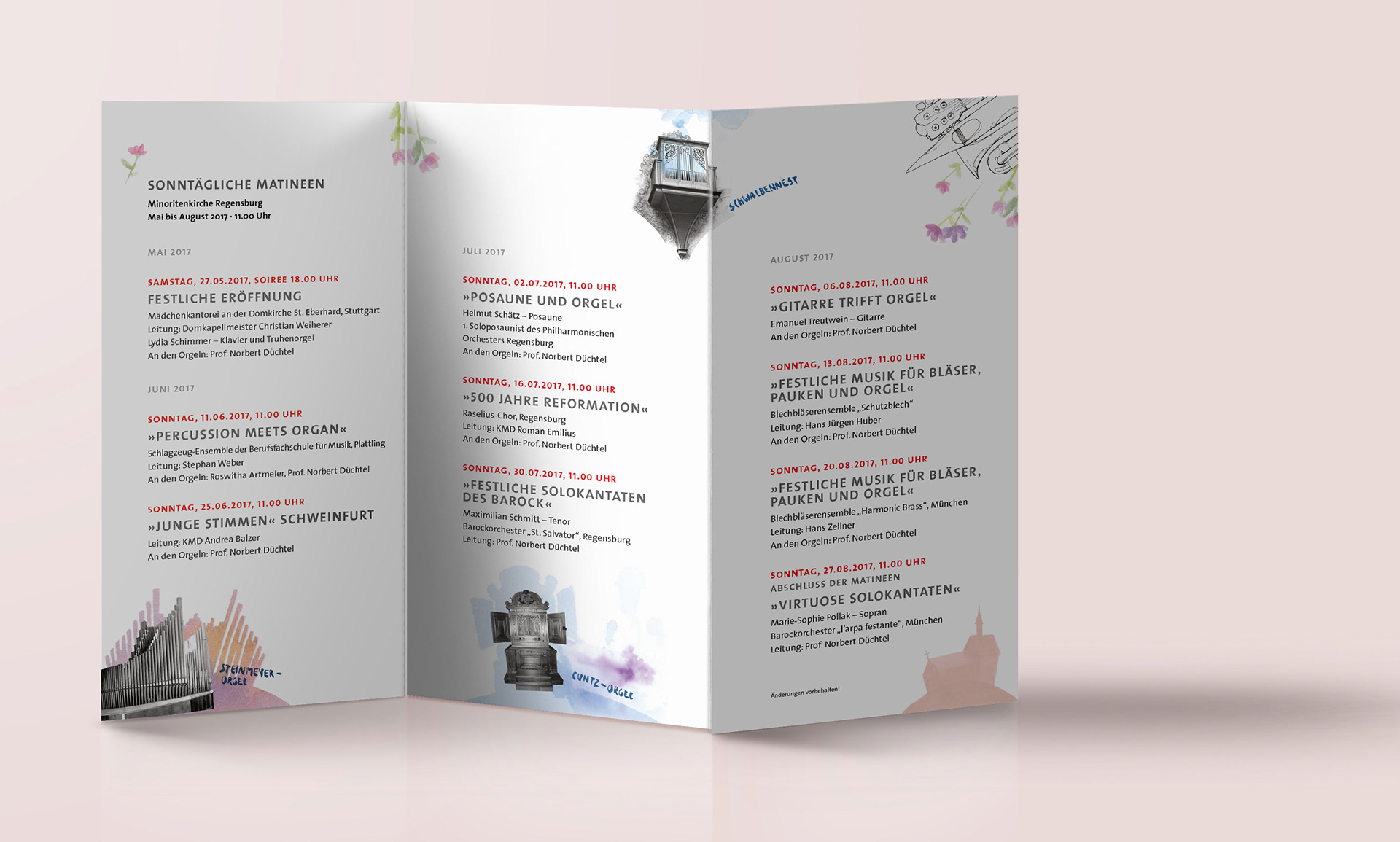 ILLUSTRATION, FLYER, MINORITENKIRCHE, LAYOUTGESTALTUNG: LISA VRABEC