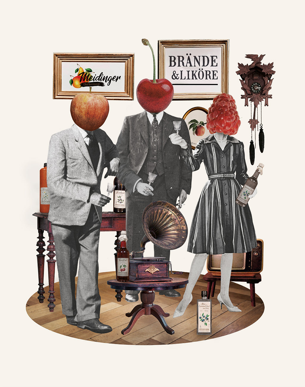 COLLAGE, OBSTBRENNEREI MEIDINGER