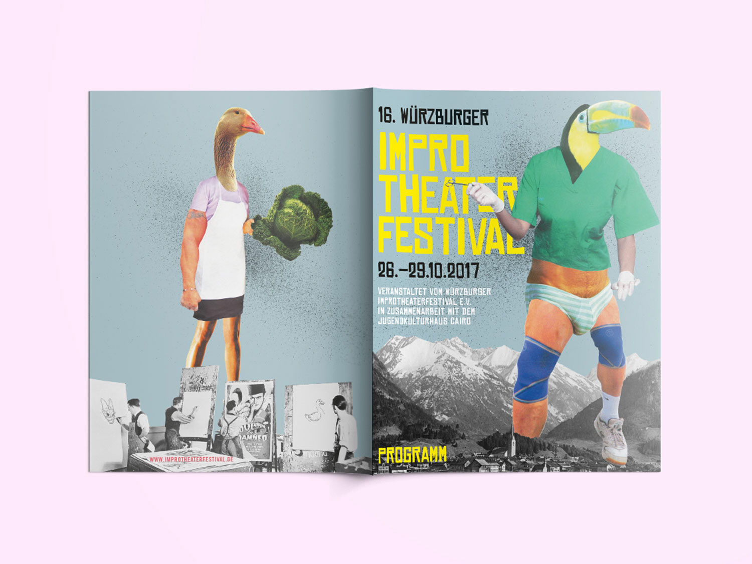 ILLUSTRATION, COLLAGE, WÜRZBURGER IMPROFESTIVAL, LAYOUTGESTALTUNG: FLORIAN TOPERNGPONG