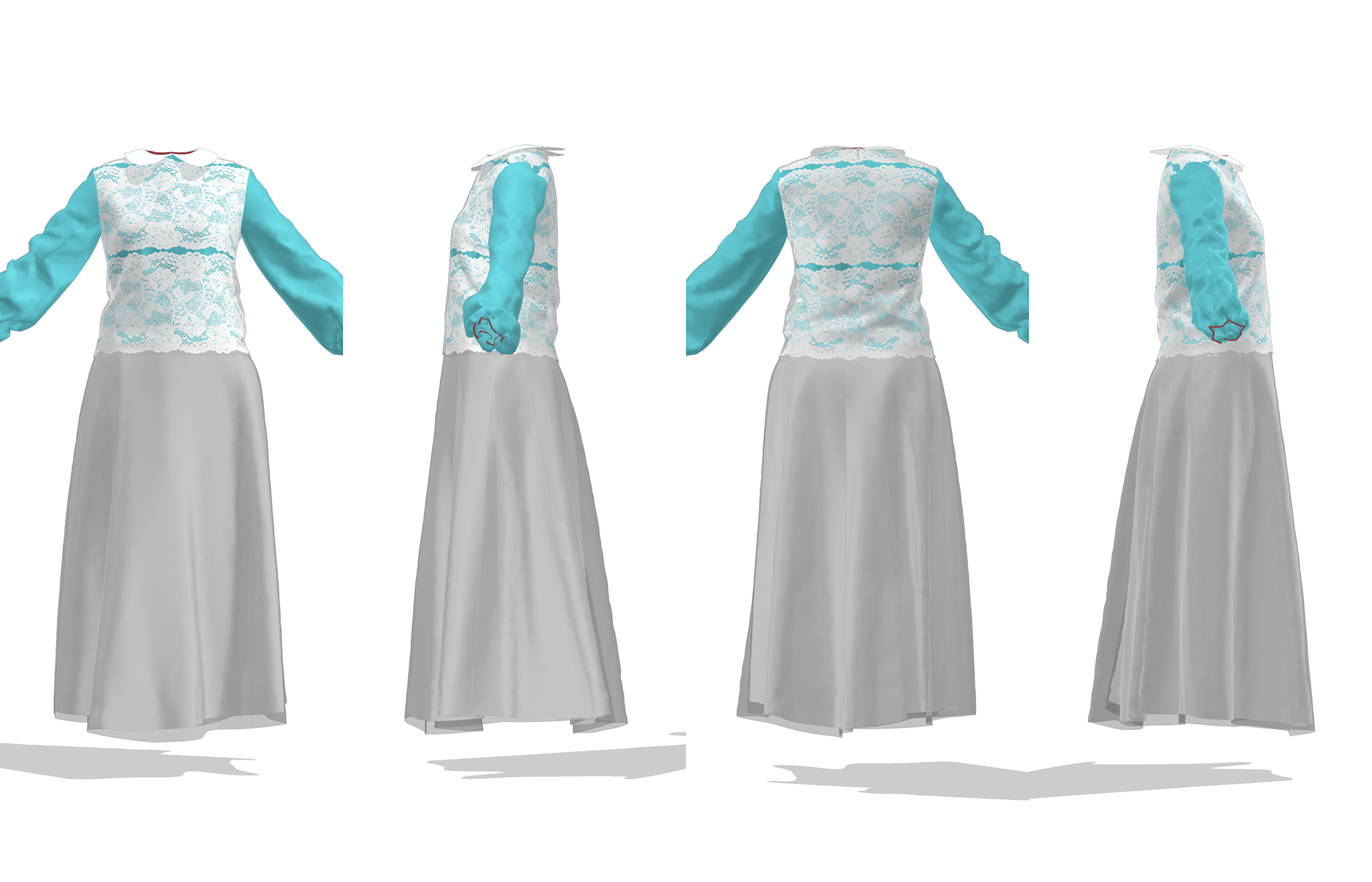 Lace Sheen Blouse and Chiffon Skirt 3D Form Profiles