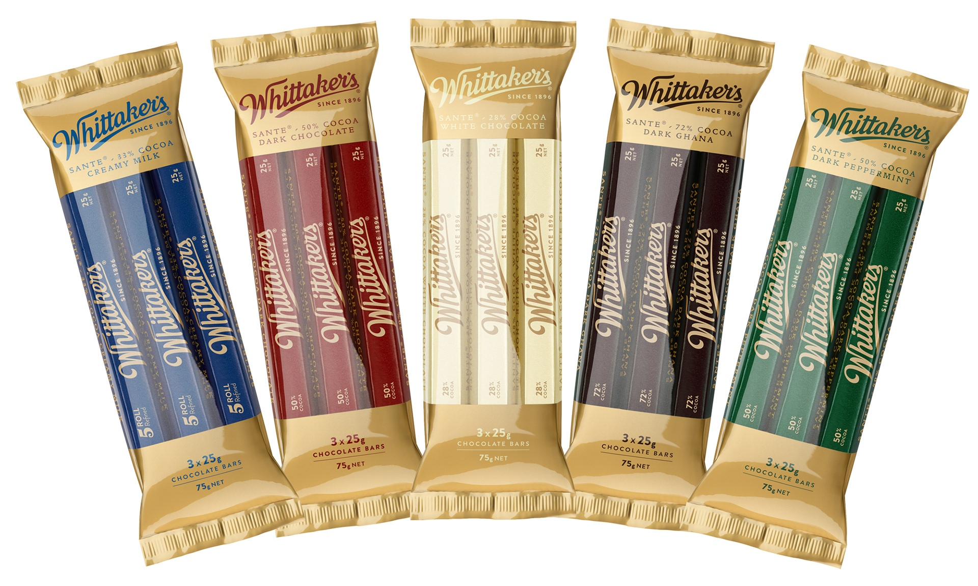 Whittaker's 3 x 25g sante bar multipacks