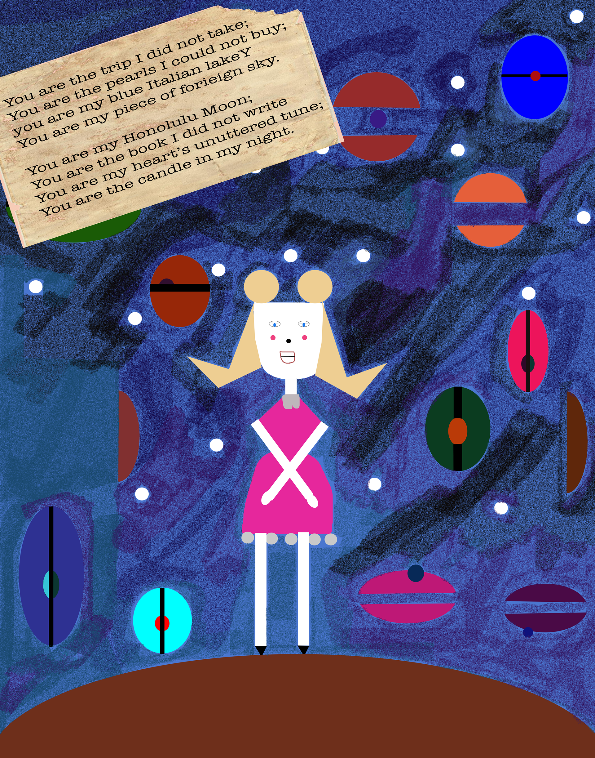 Hand Painted Collage This collage consists of hand-painted elements and digital shapes to create a multimedia piece that compliments the poem that inspired it.