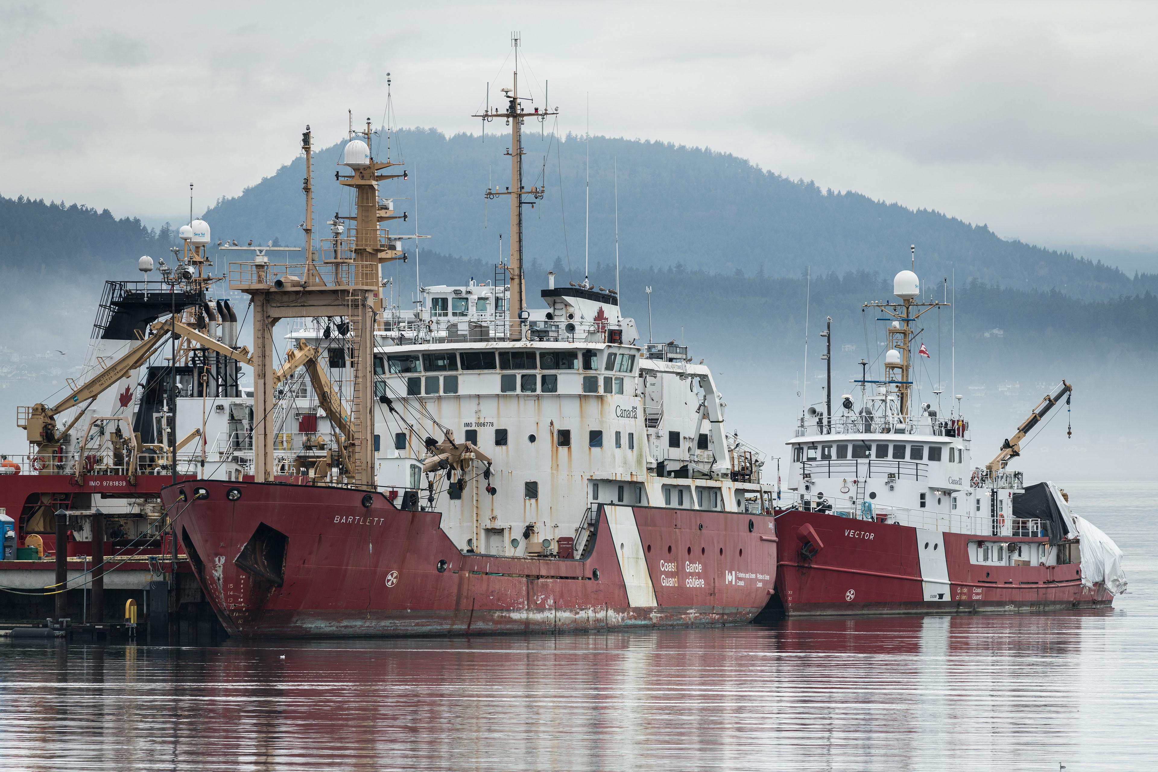 Coastguard Vessels in Refit at Pat Bay, BC, Canada