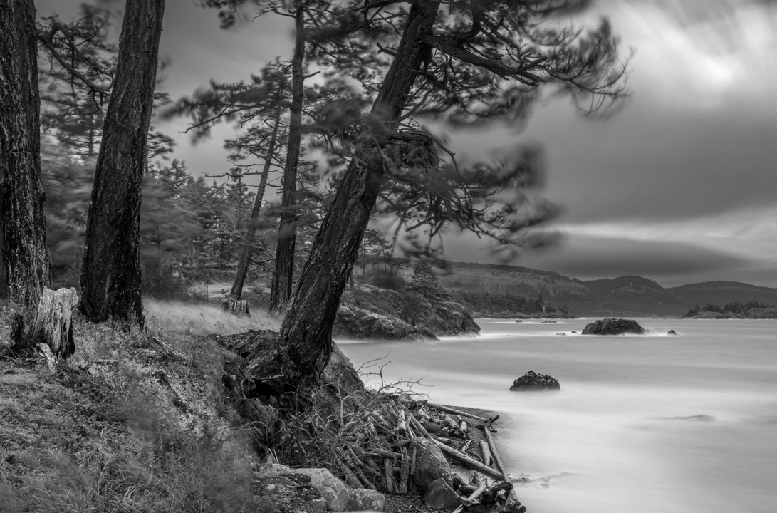 Black and White Long Exposure Winter Storm