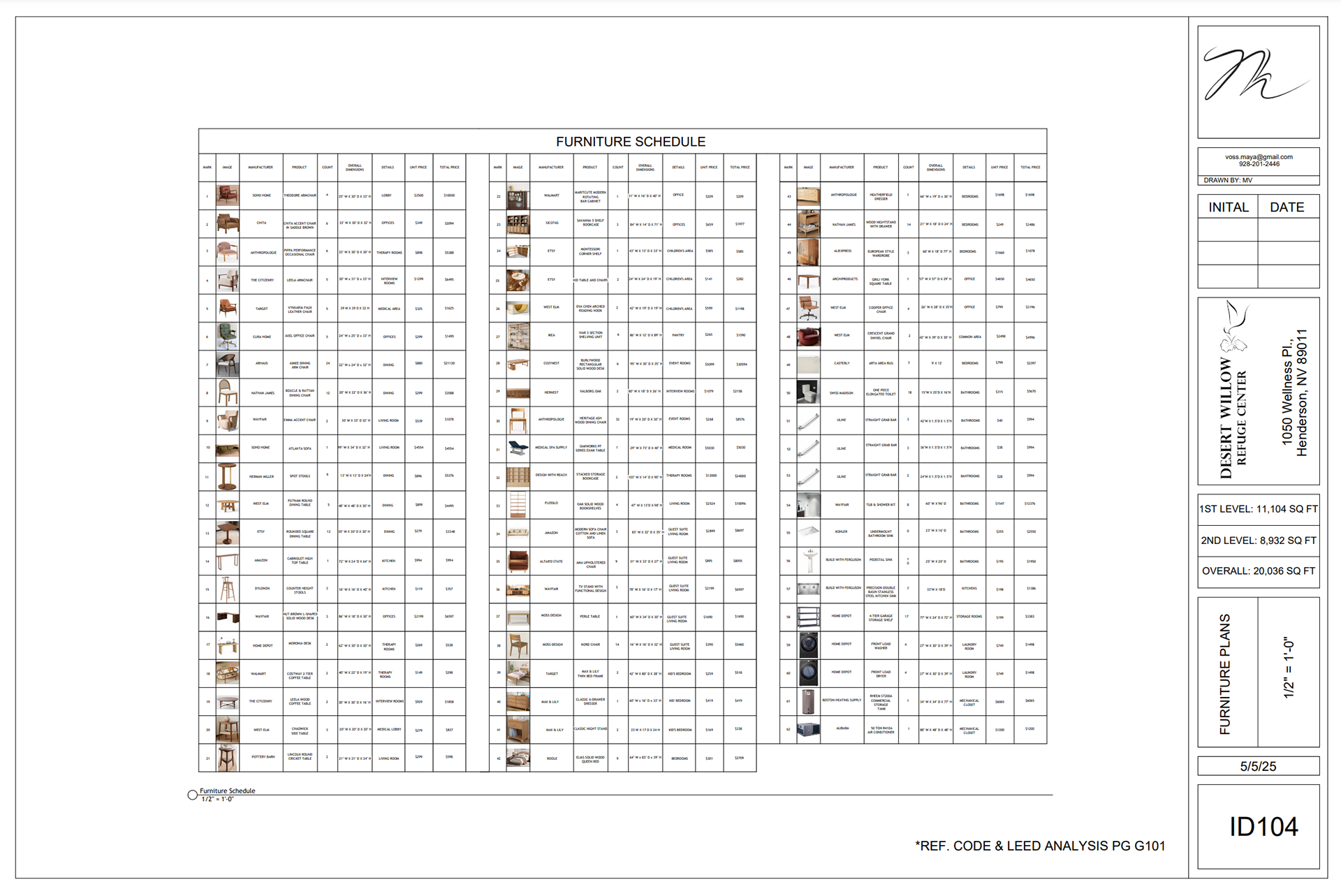 Furniture Schedule