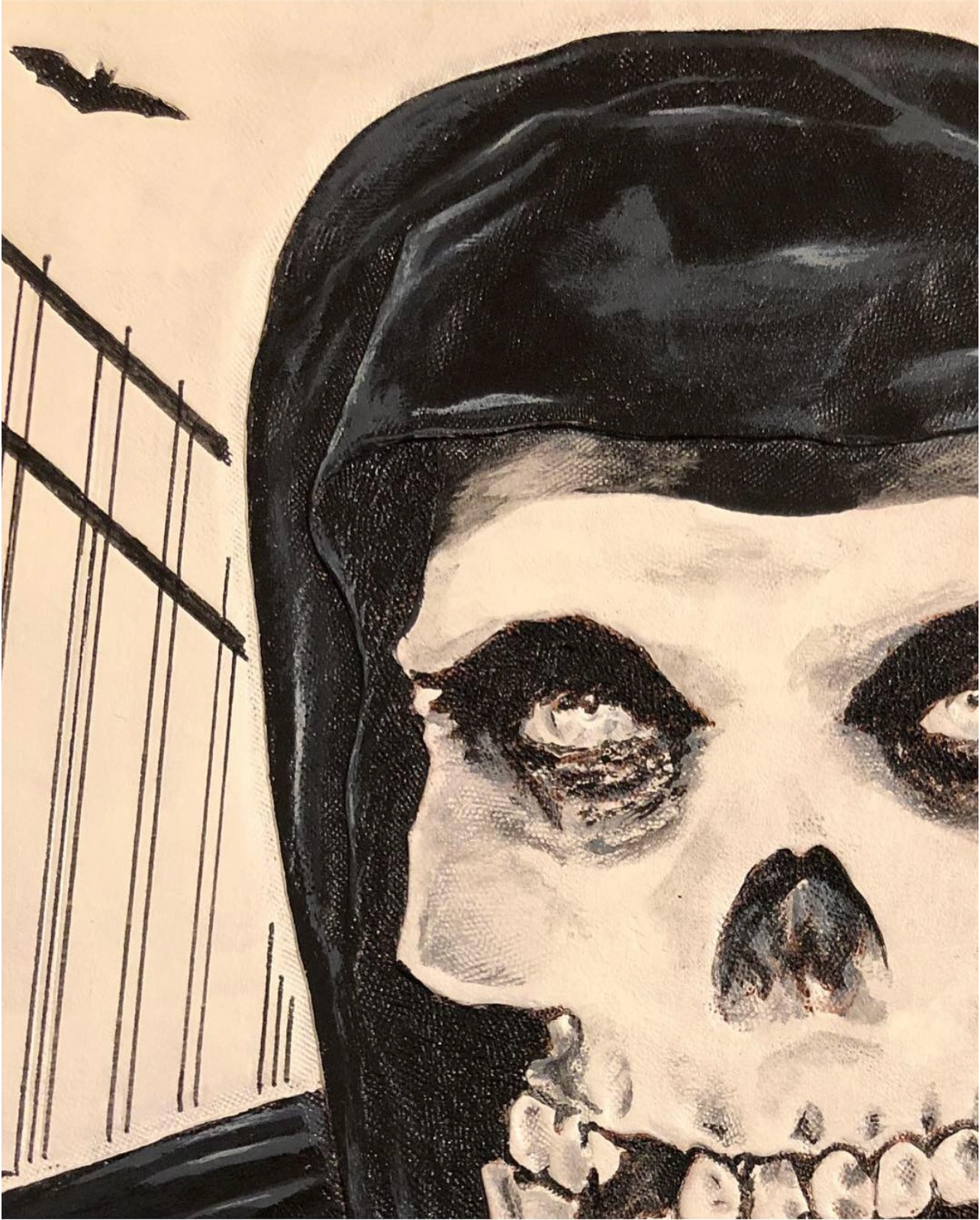 Acrylic on carved leather