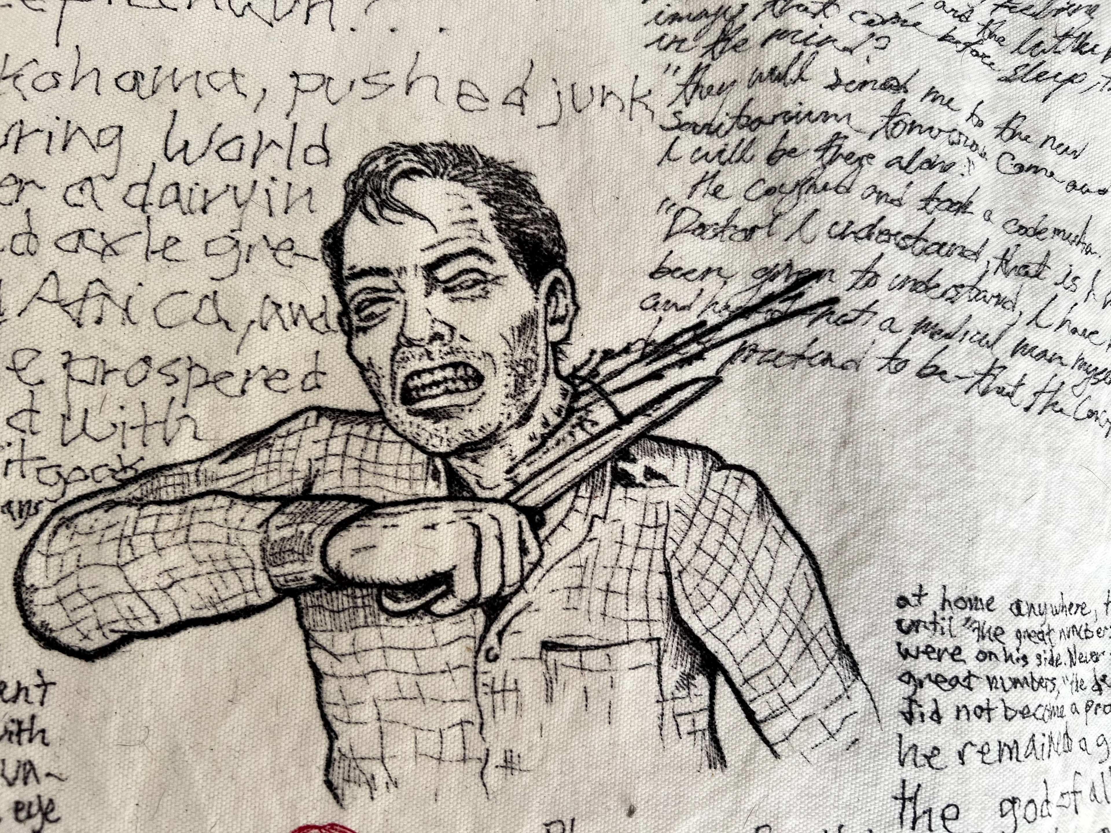 Sharpie on canvas for Enfants Riches Deprimes couch installation at Maxfield Melrose