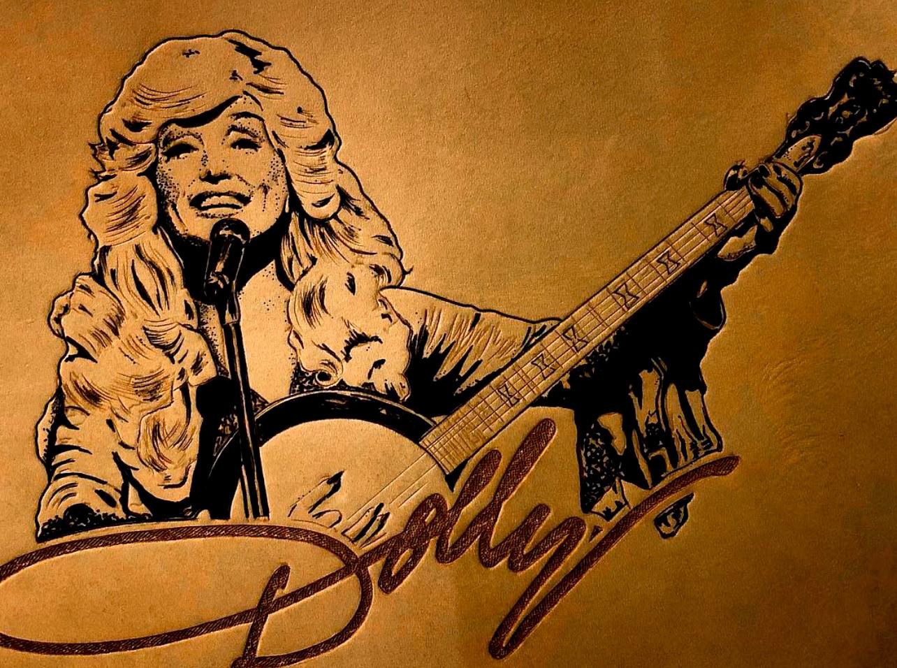 Dolly Parton Carved Leather Handbag