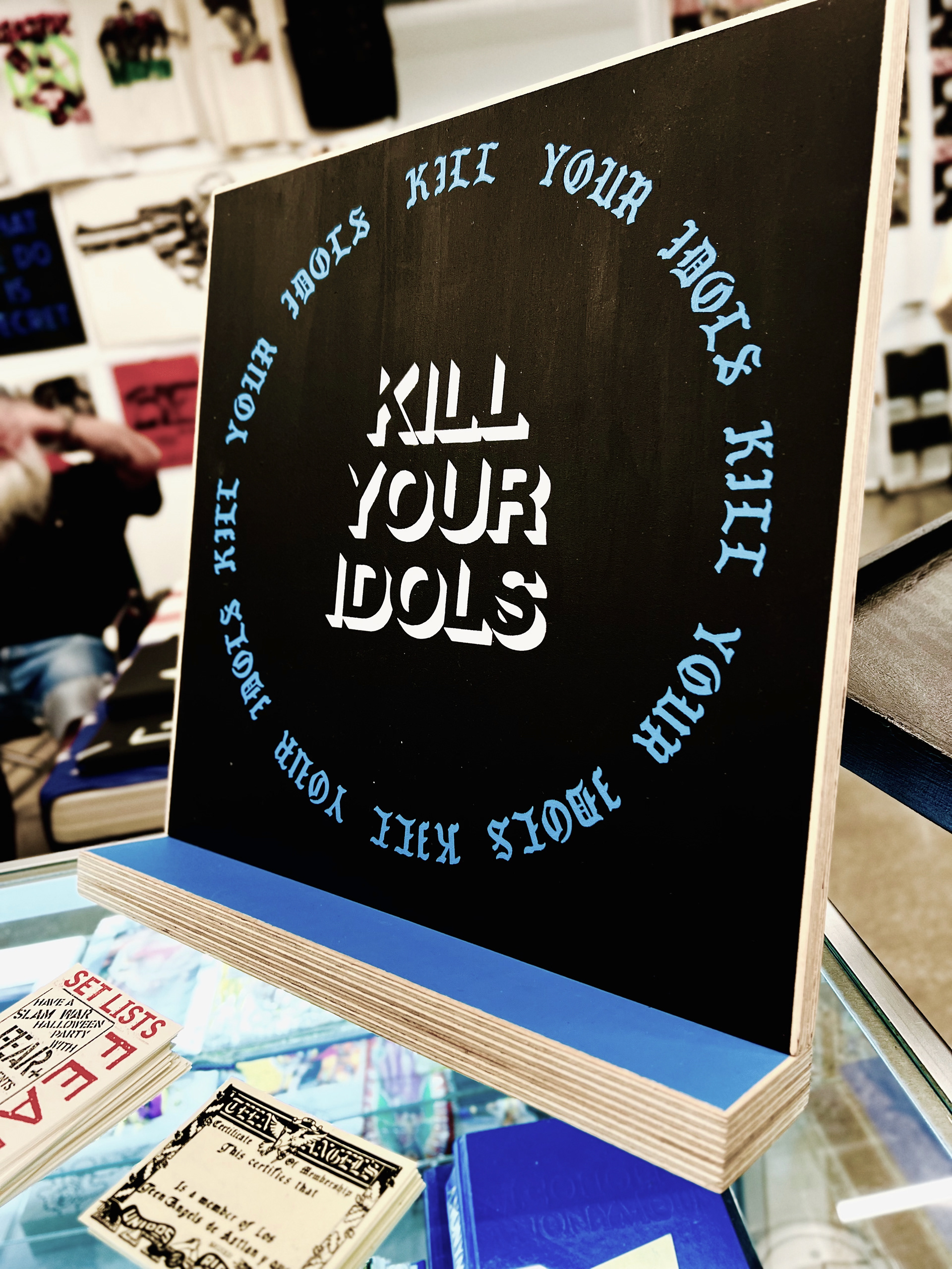 Acrylic on wood Painted book stands for Printed Matter Book Fair Pasadena