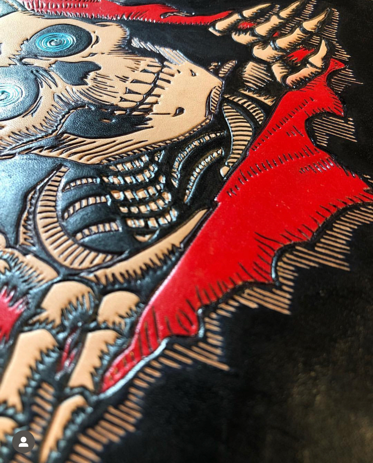 Carved Leather Plaque with acrylic