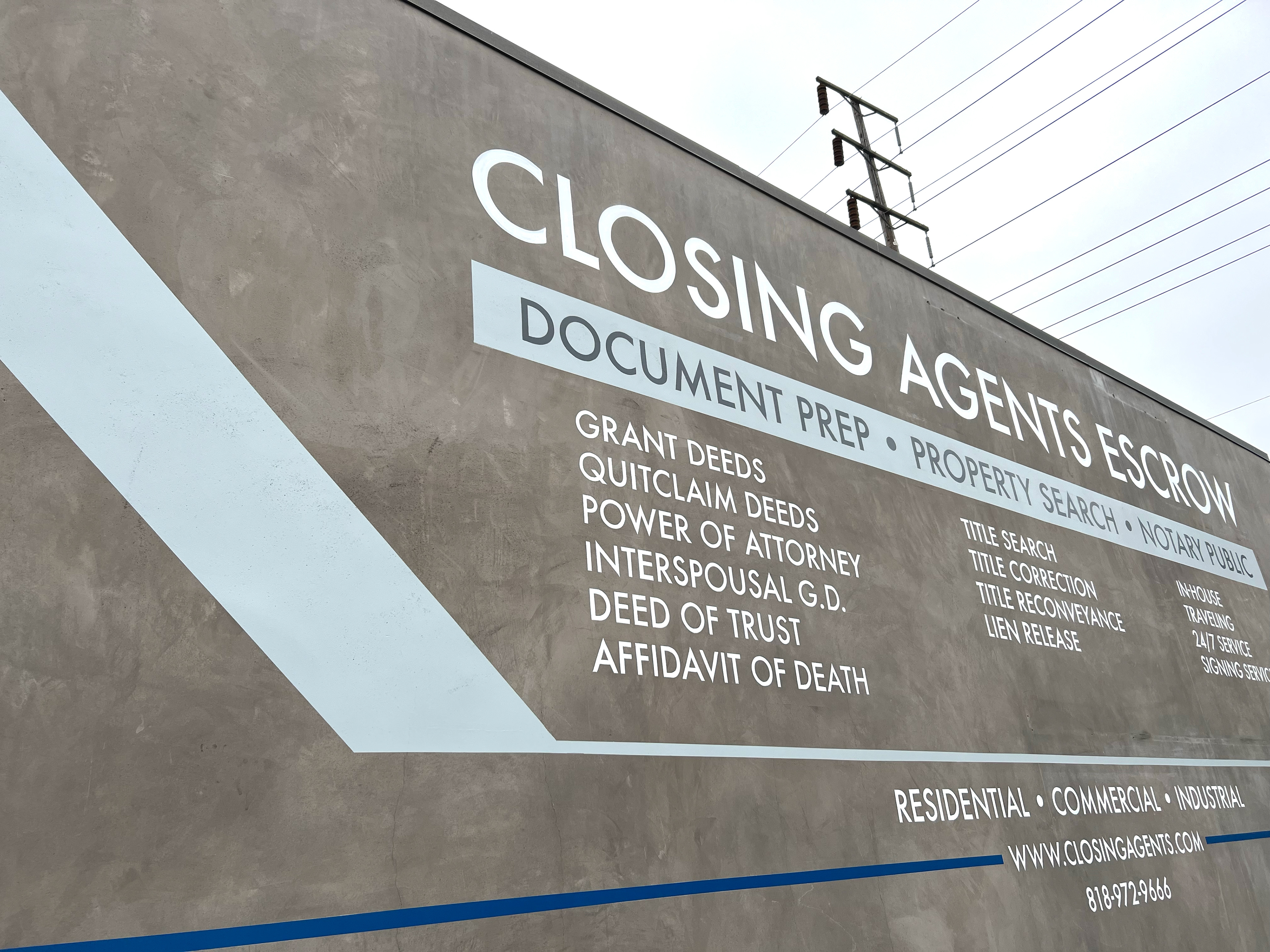 Large scale painted wall mural for Closing Agents Escrow Burbank