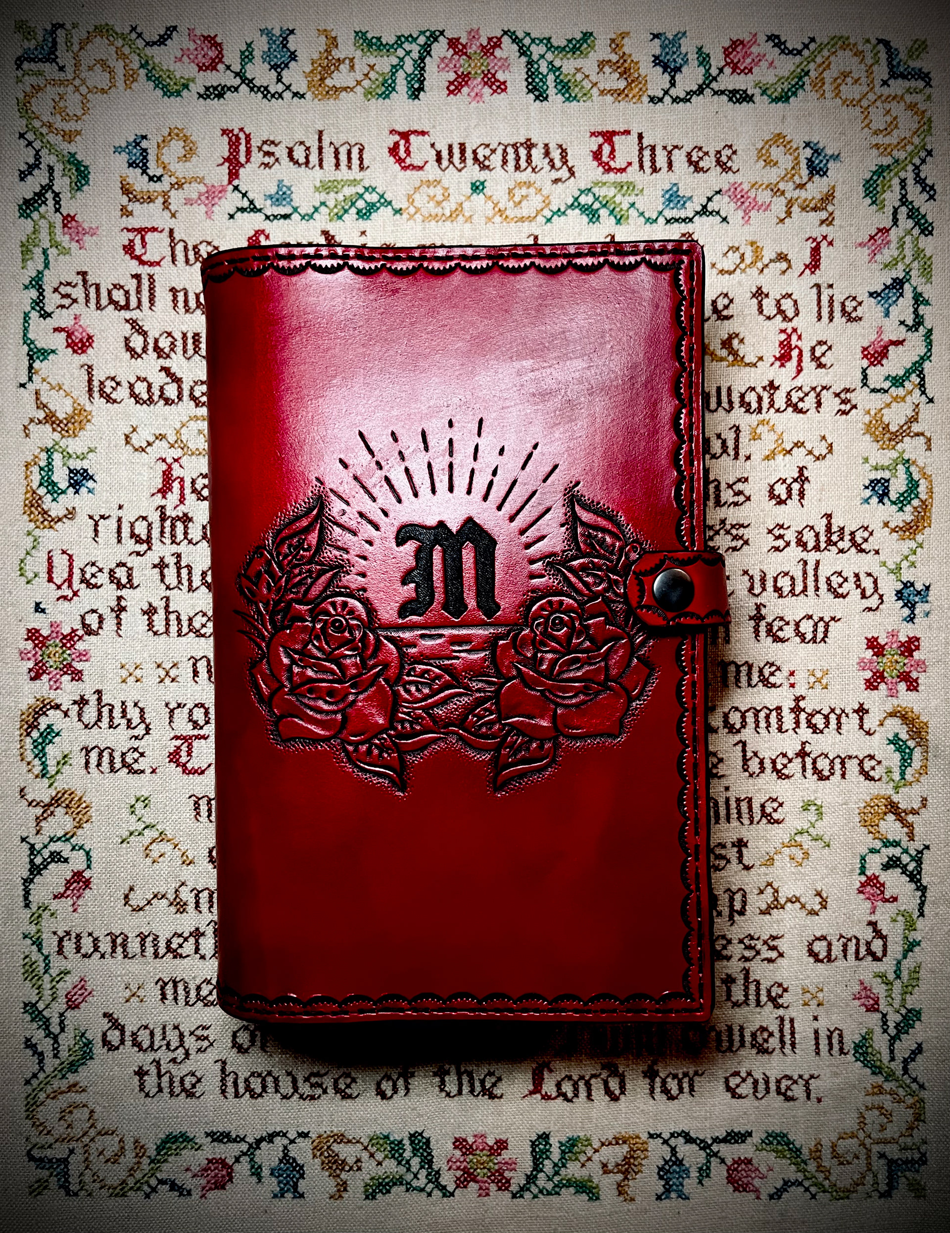 Designed and Hand Carved Leather Book Cover 