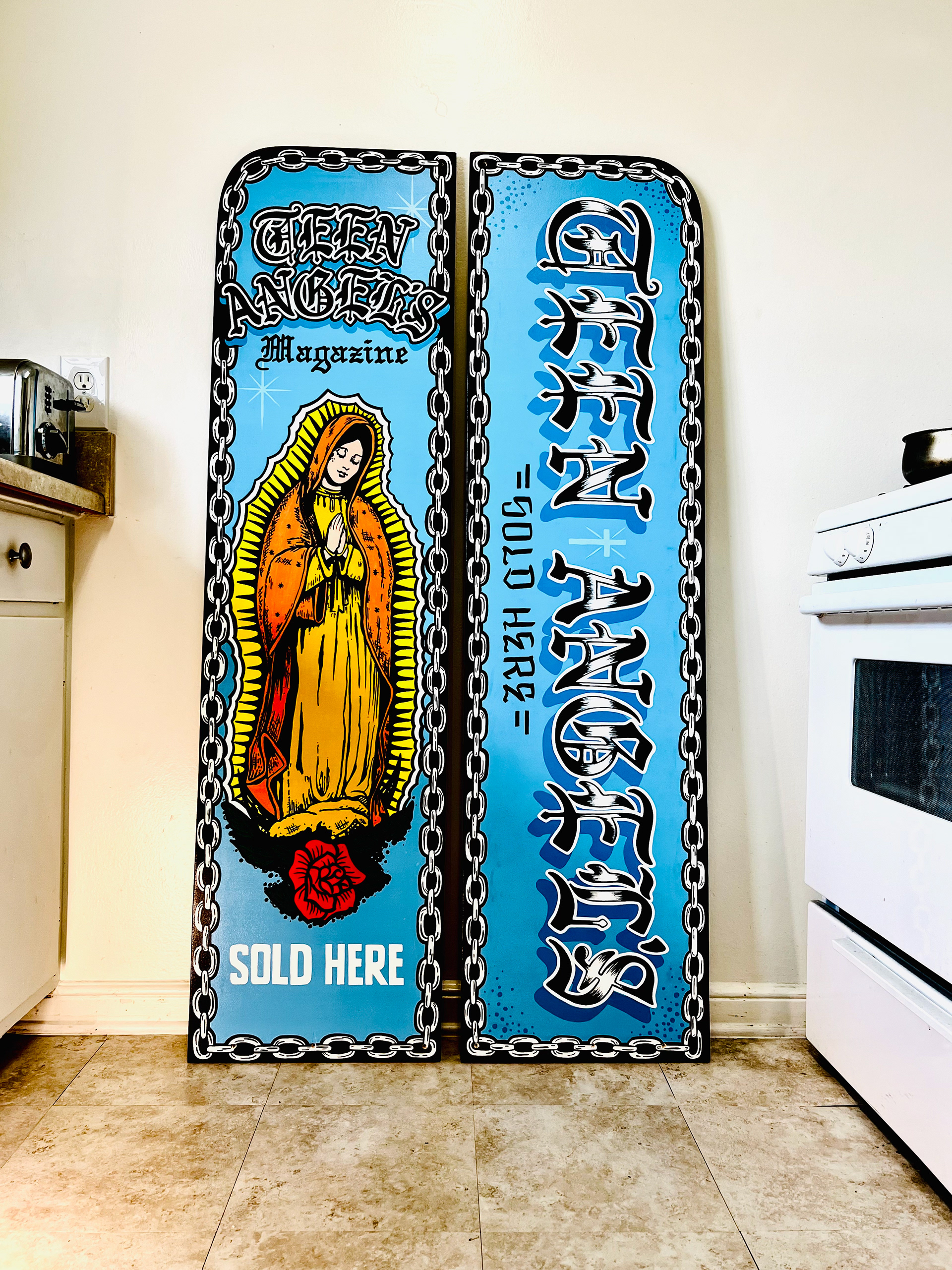 House Paint on Plywood for Beyond the Streets art gallery Teen Angel's exhibit