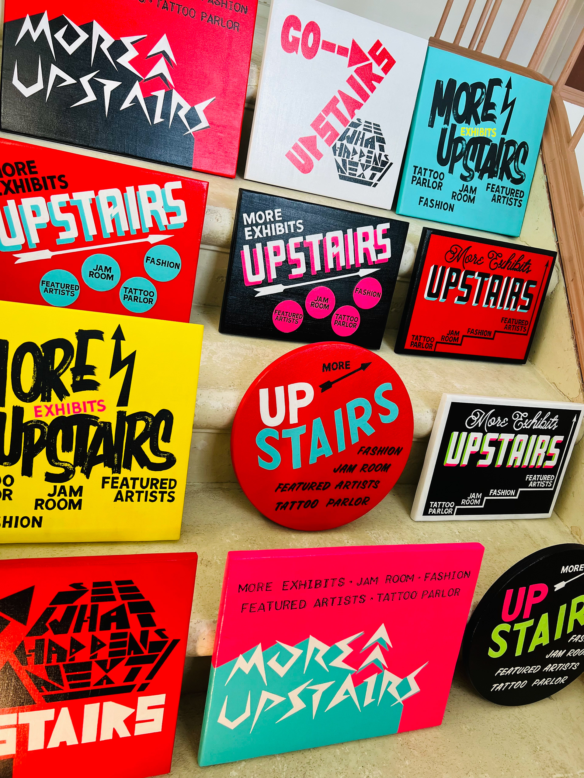 Punkrock Museum Directional Signage on wood