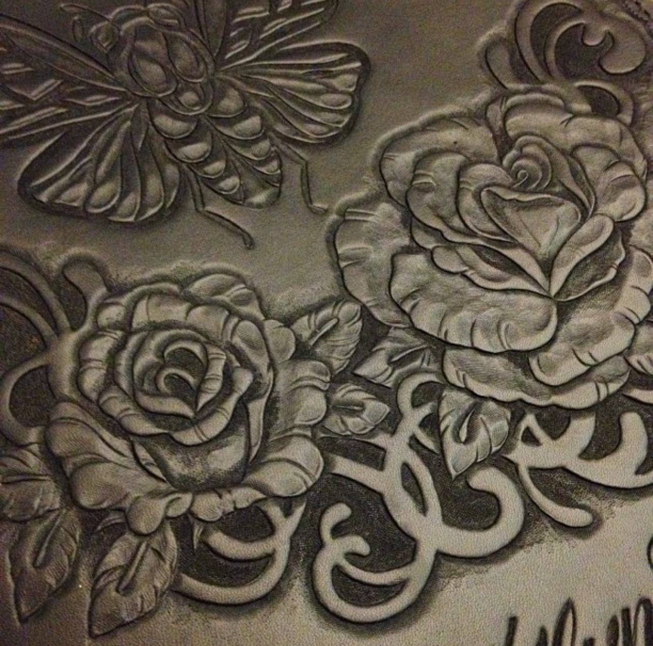 Carved Leather Portfolio for Katelyn Crane