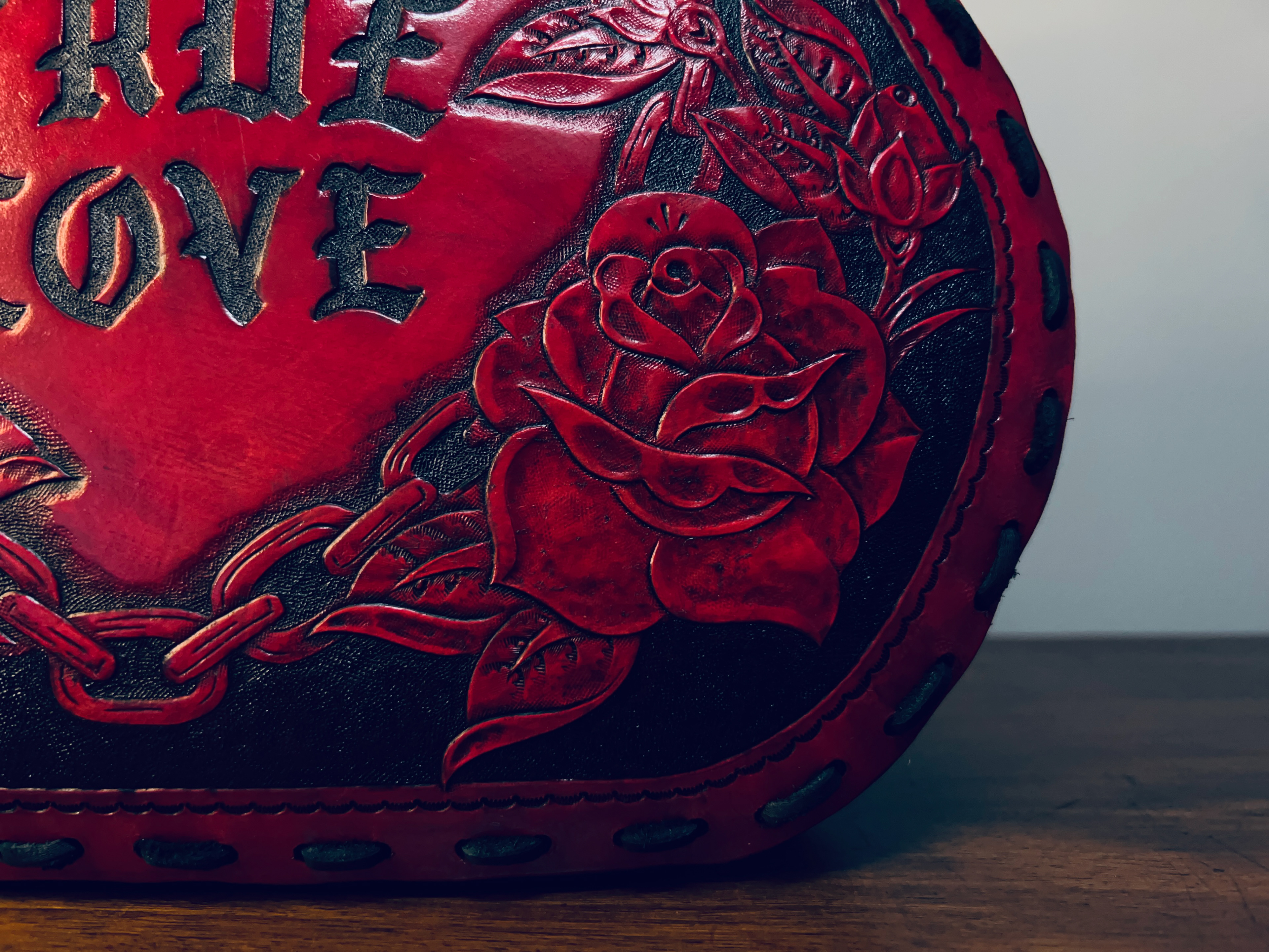 Designed and Hand Carved Leather Handbag 