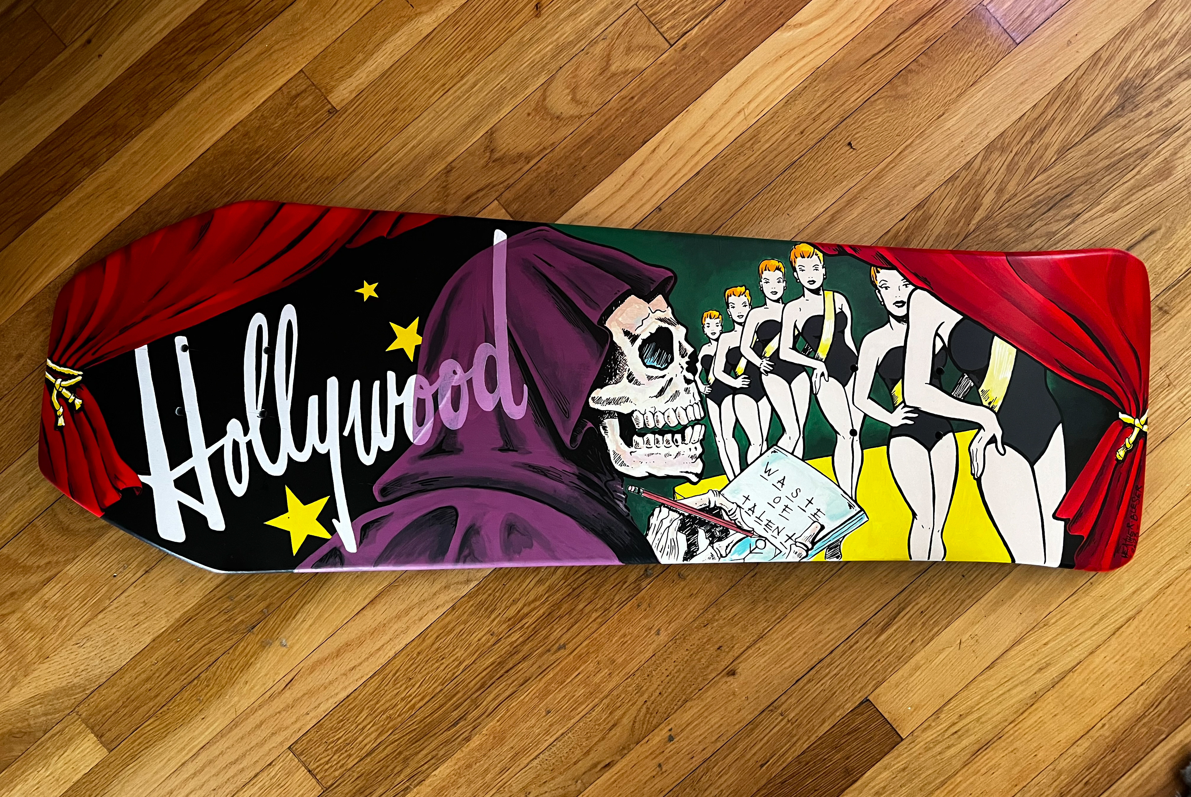 Acrylic on skateboard deck