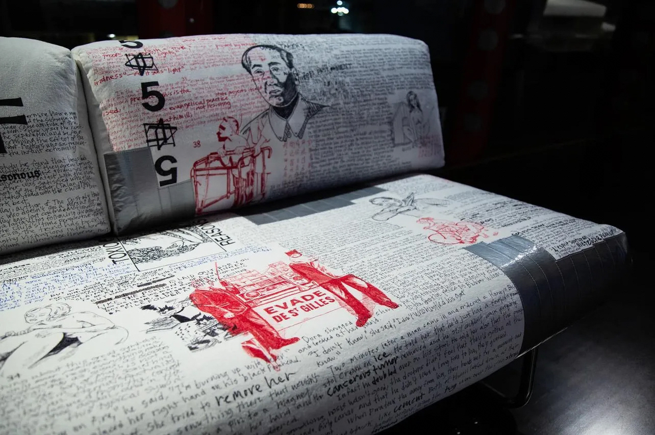 Sharpie on canvas for Enfants Riches Deprimes couch installation at Maxfield Melrose