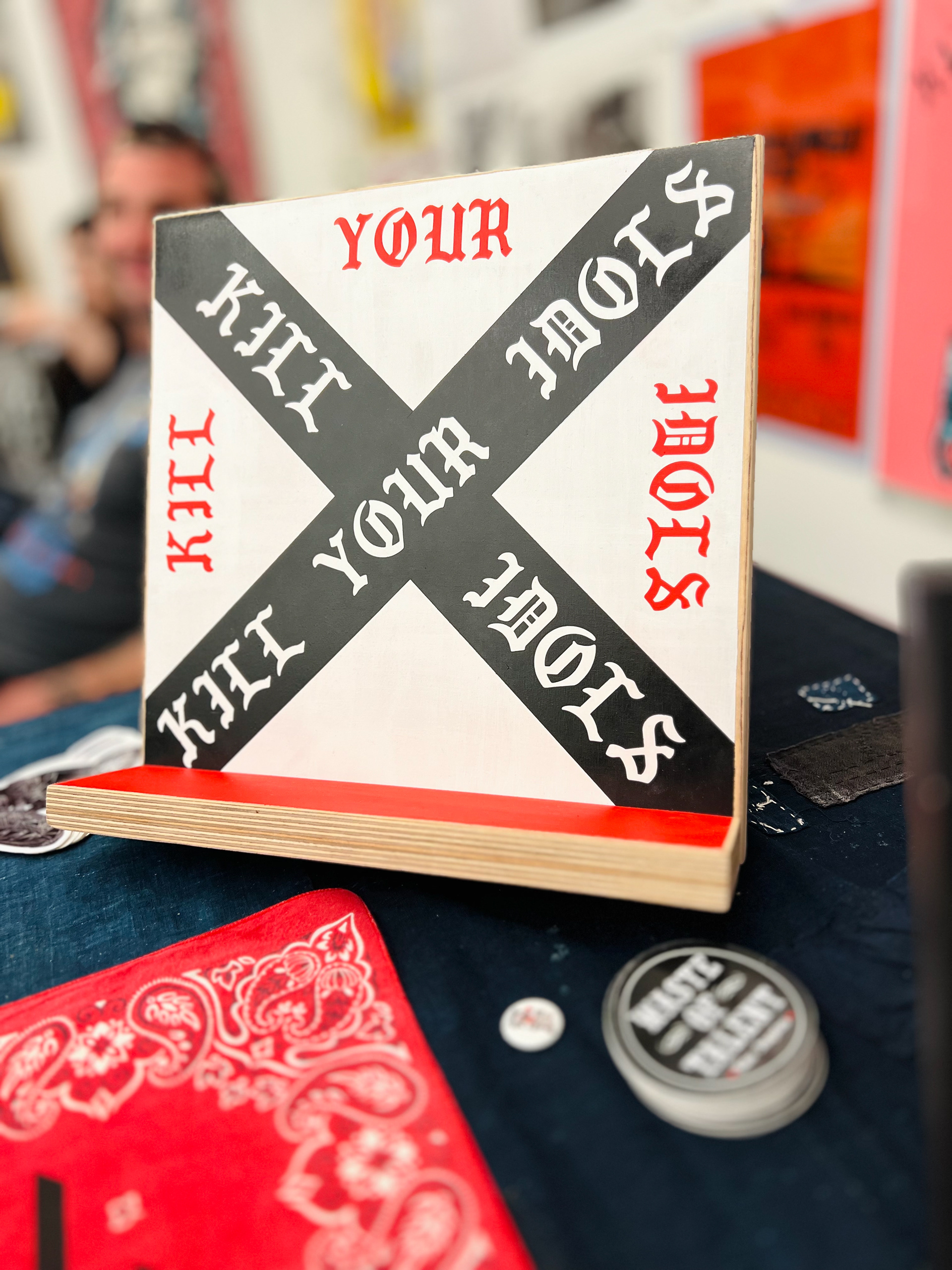 Acrylic on wood Painted book stands for Printed Matter Book Fair Pasadena