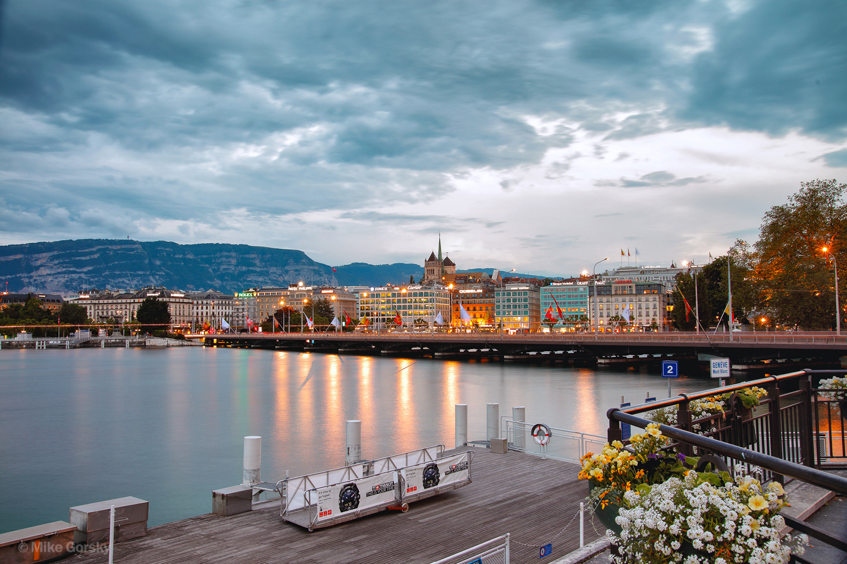 View of Geneva and Mont-Blanc bridge