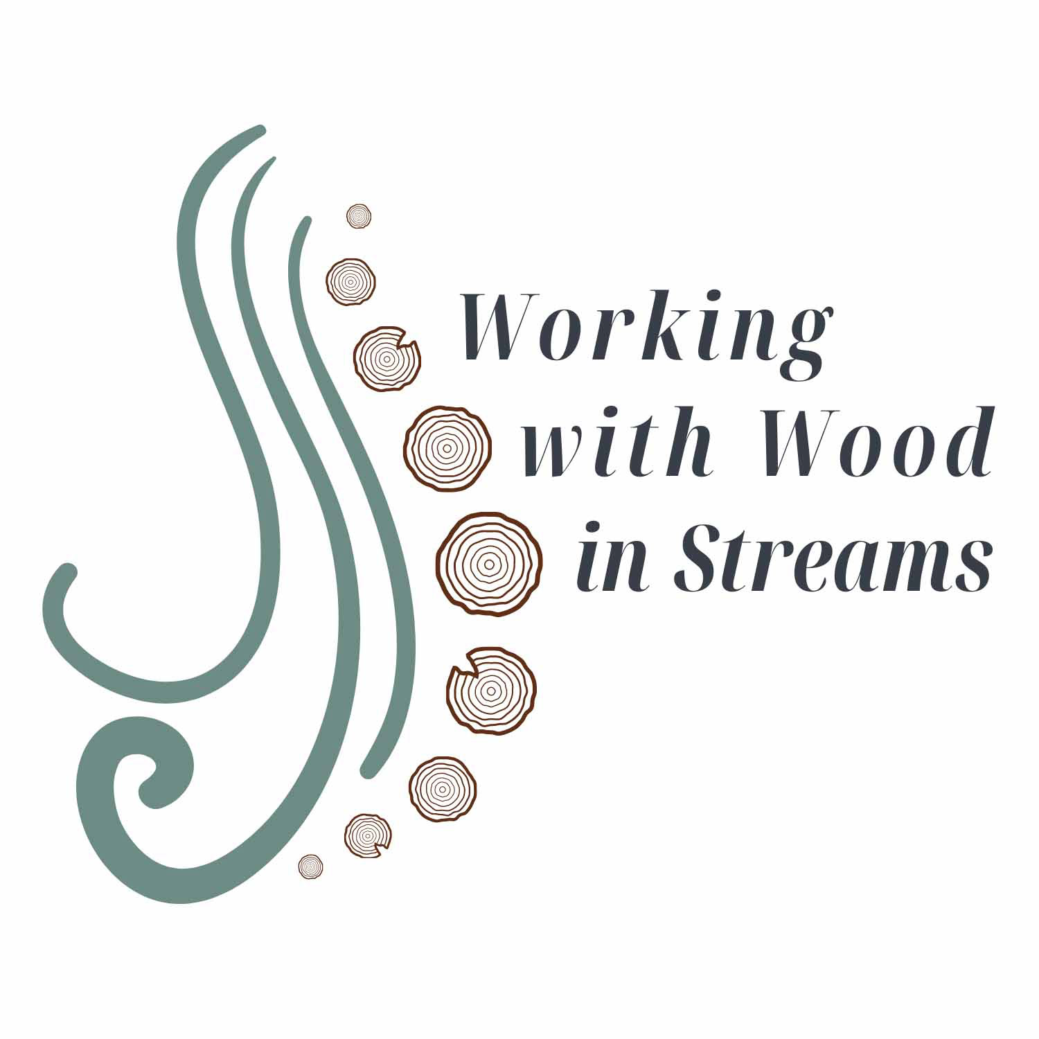 Working with Wood in Streams Workshop logo, created in Canva Pro.