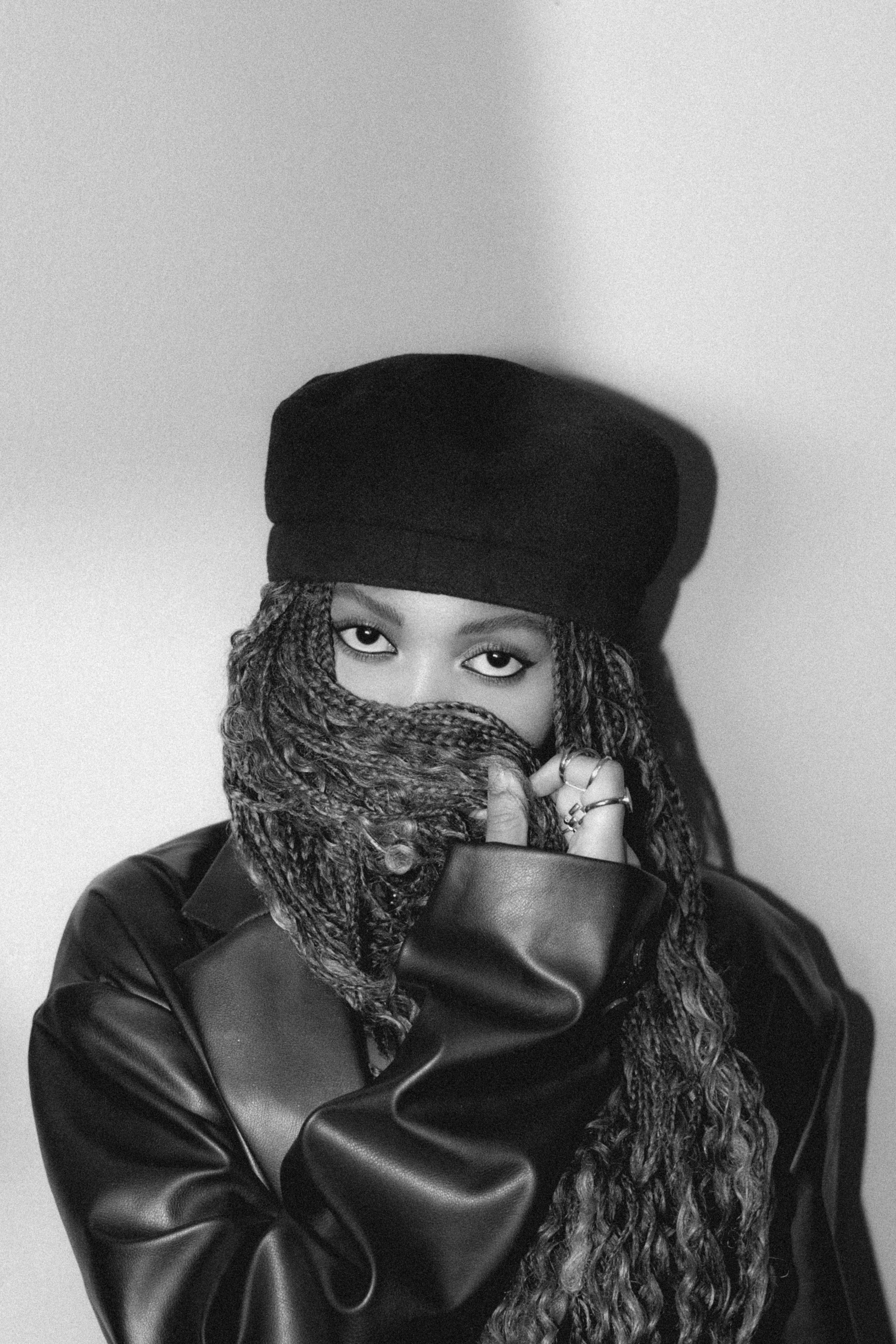 black and white close up