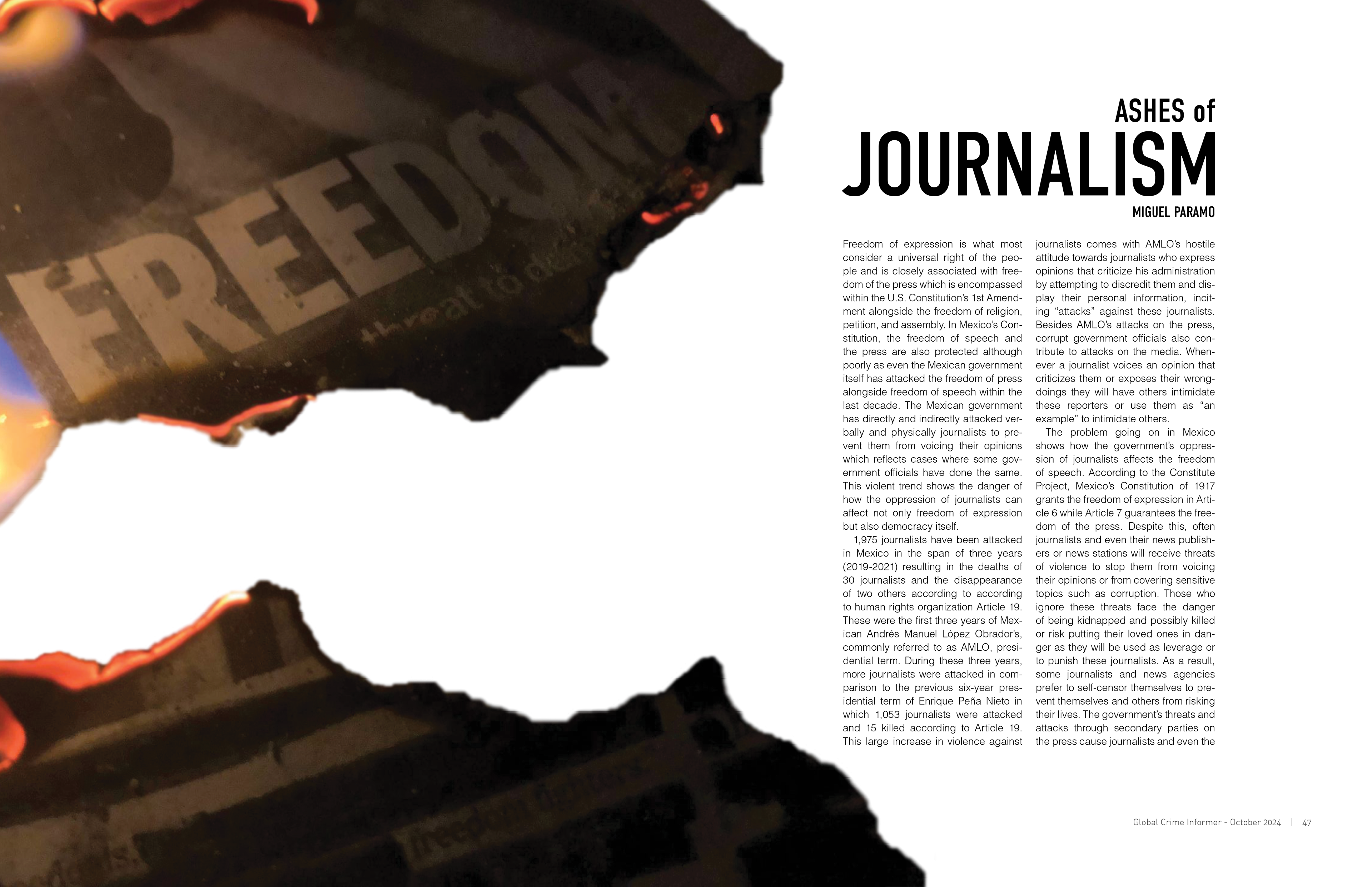 Magazine Spread - "Ashes of Journalism"