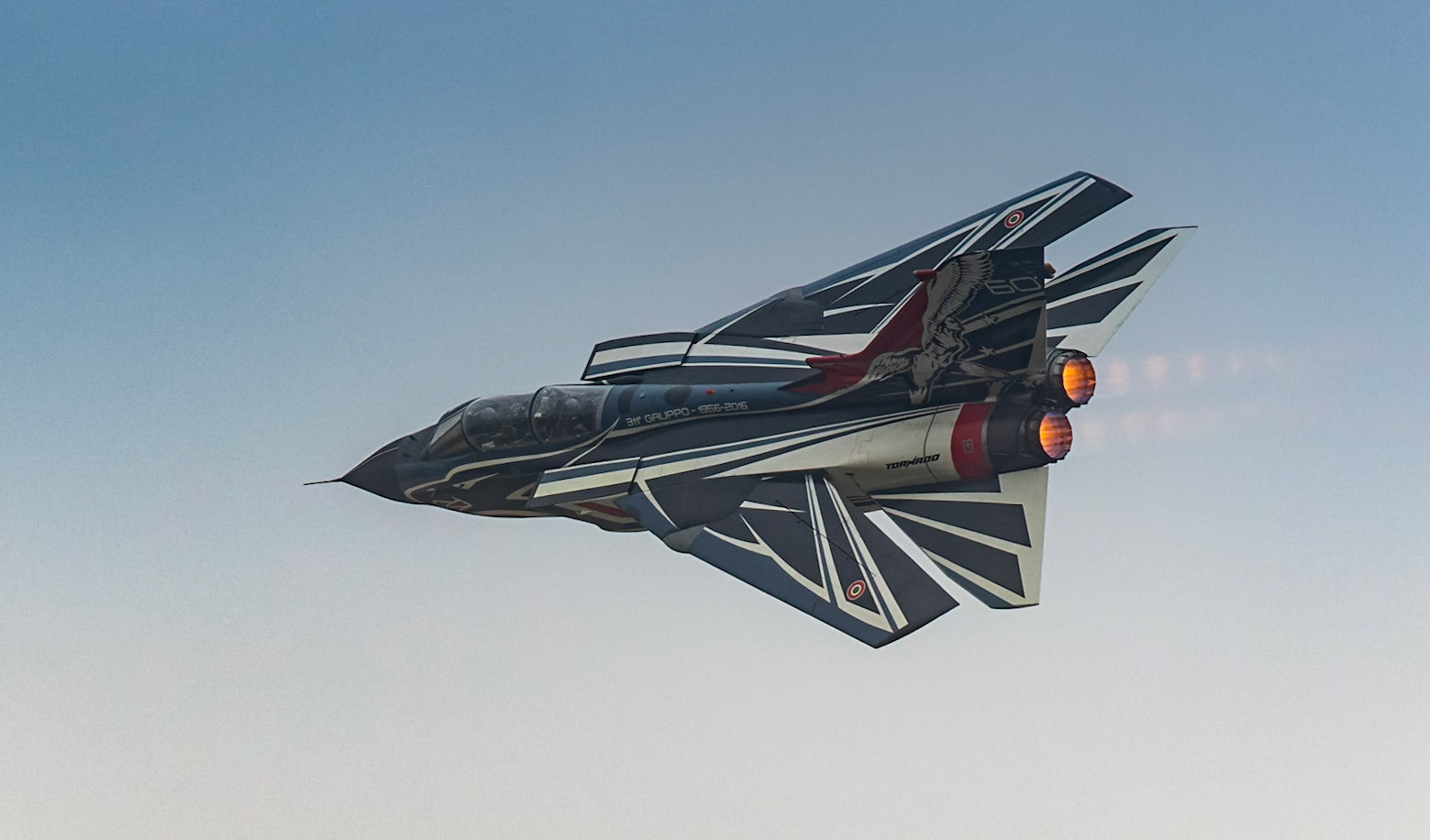 Fairford, UK - 15th July 2017: A Panavia Tornado jet fighter-bomber in flight, wings swept