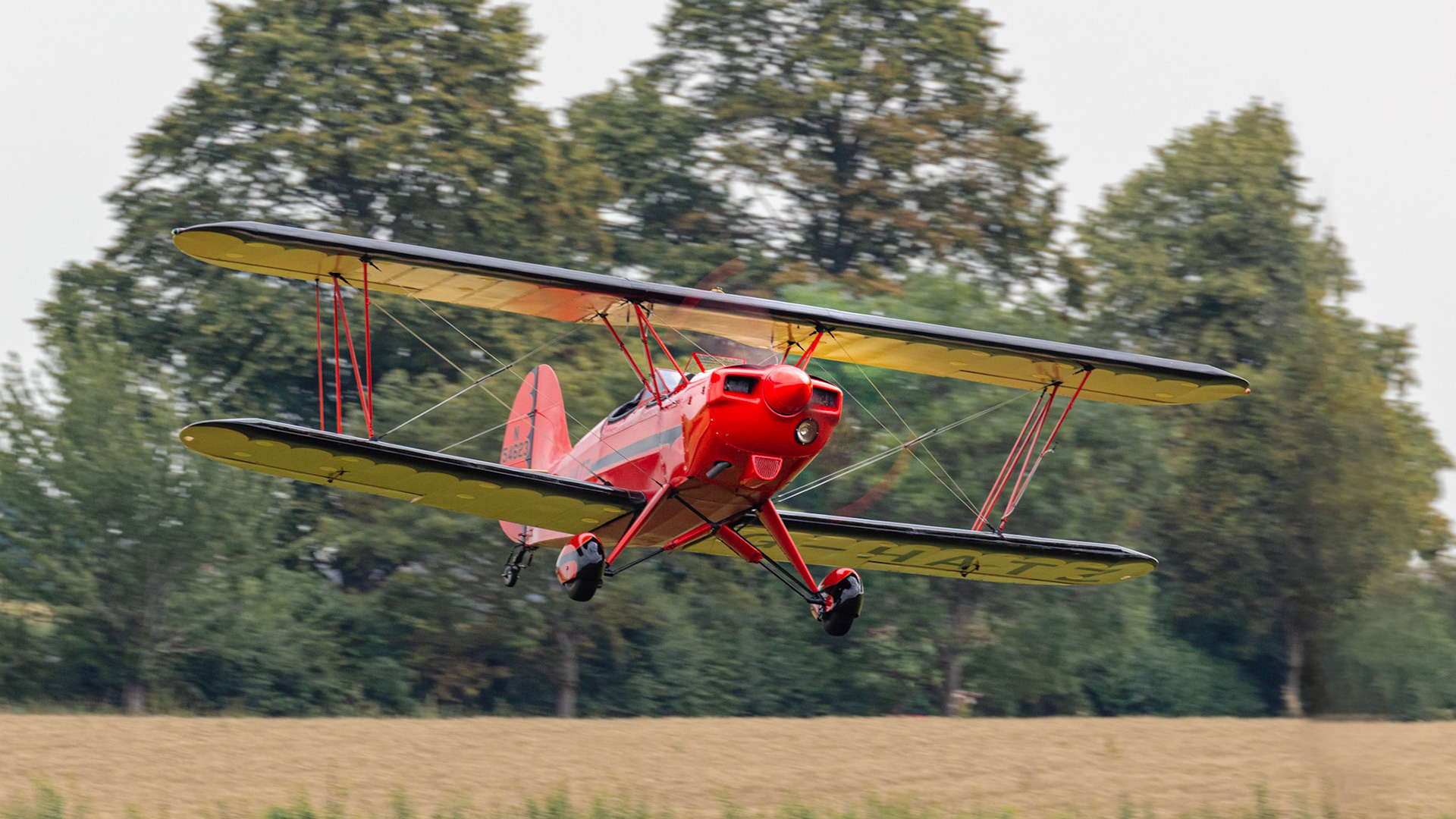 Old Warden, UK - 4th August 2019: A Hatz CB-1 Biplane in flight about to land
