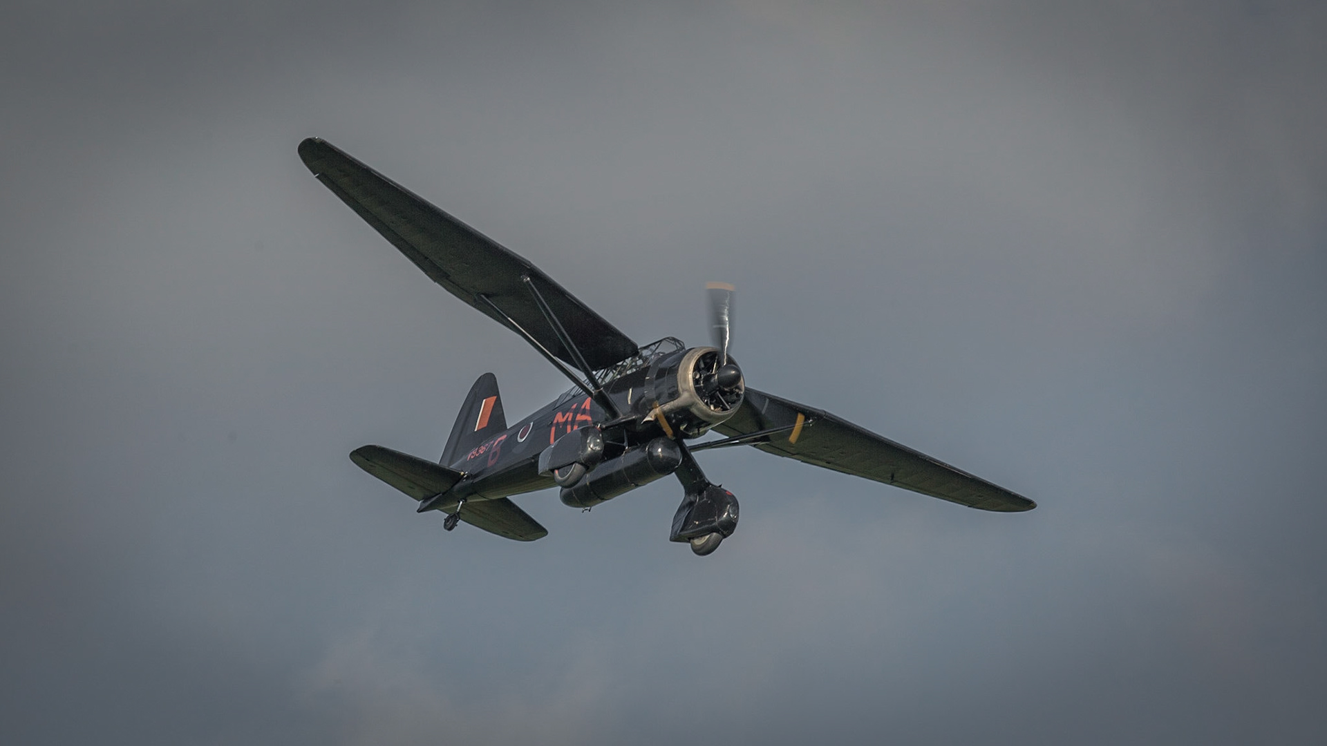 Biggleswade, UK - 7th May 2017: Vintage Westland Lysander in flight