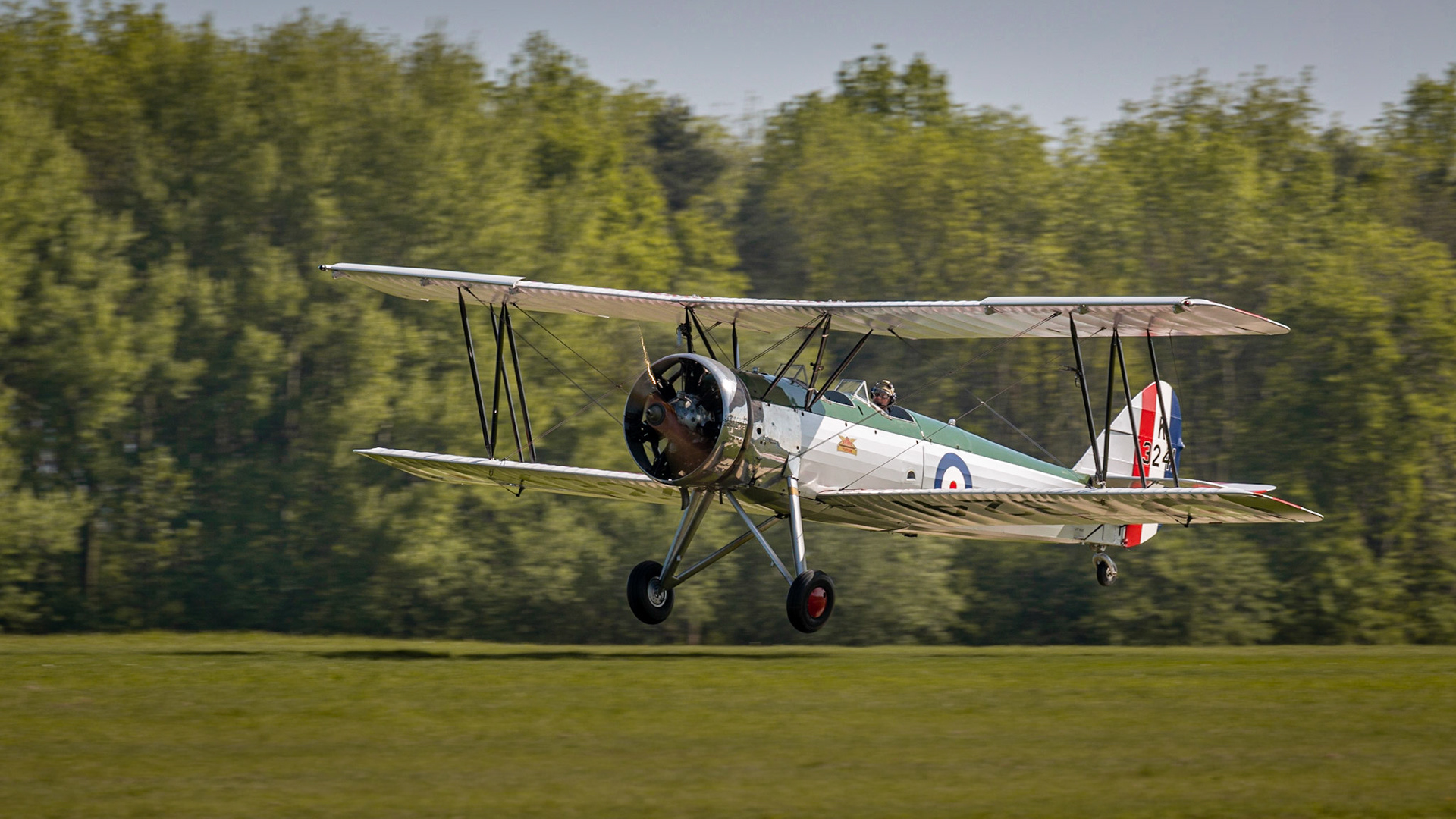 Biggleswade, UK - 6th May 2018:  A 1931 Avro Tutor vintage aircraft in flight