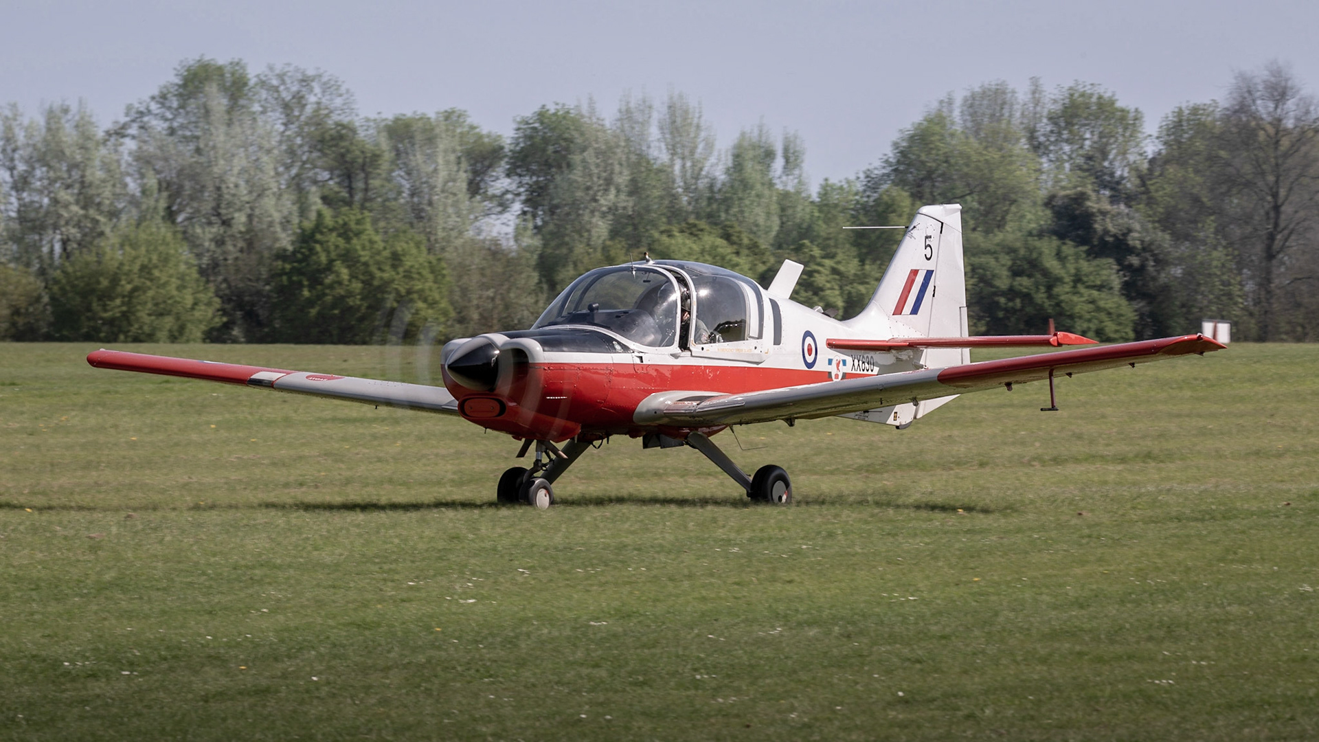 Biggleswade, UK - 6th May 2018: A  Beagle Bulldog T.1 vintage aircraft readies for  flight