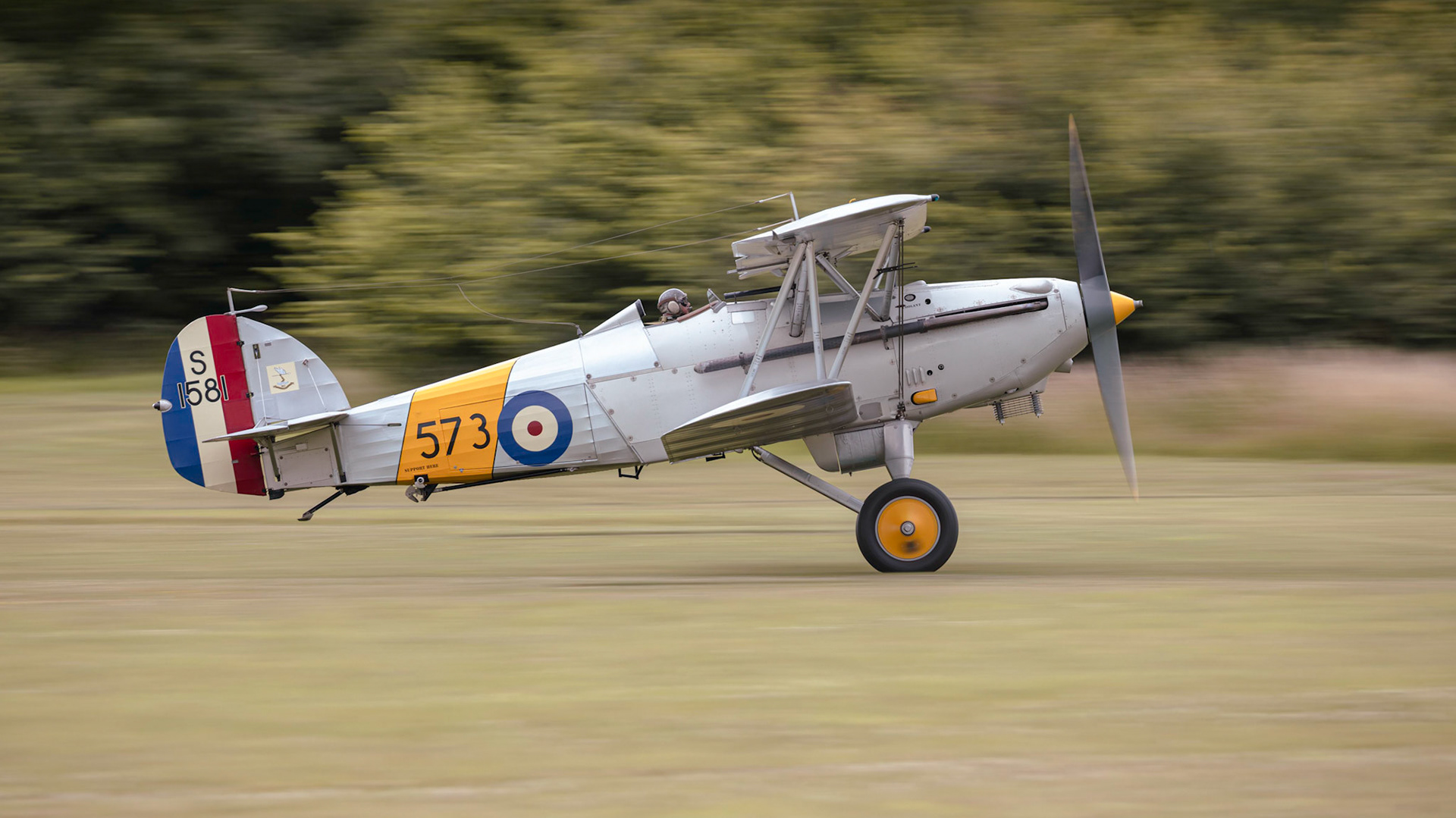 Old Warden, UK - 3rd July 2022: A vintage Hawker Nimrod Mk.I pre world war 2 fighter aircraft during flight