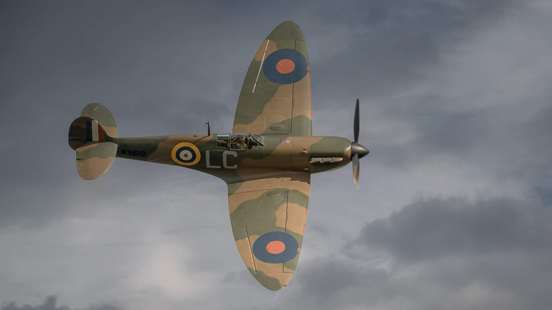 Vintage British Spitfire in flight