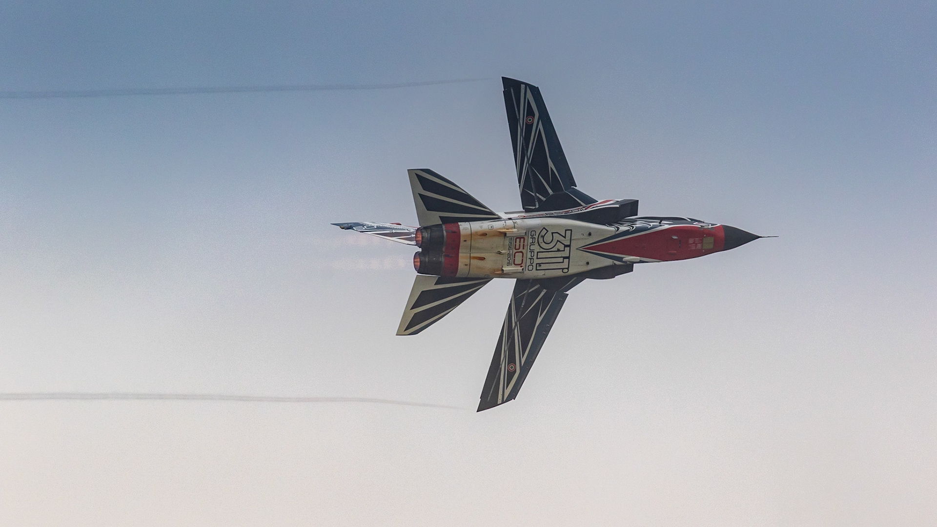 Fairford, UK - 15th July 2017: A Panavia Tornado jet fighter-bomber in flight, wings open