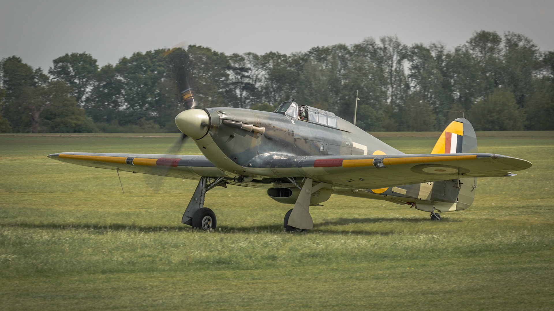 Biggleswade, UK - 7th May 2017: Vintage Hawker Hurricane in flight