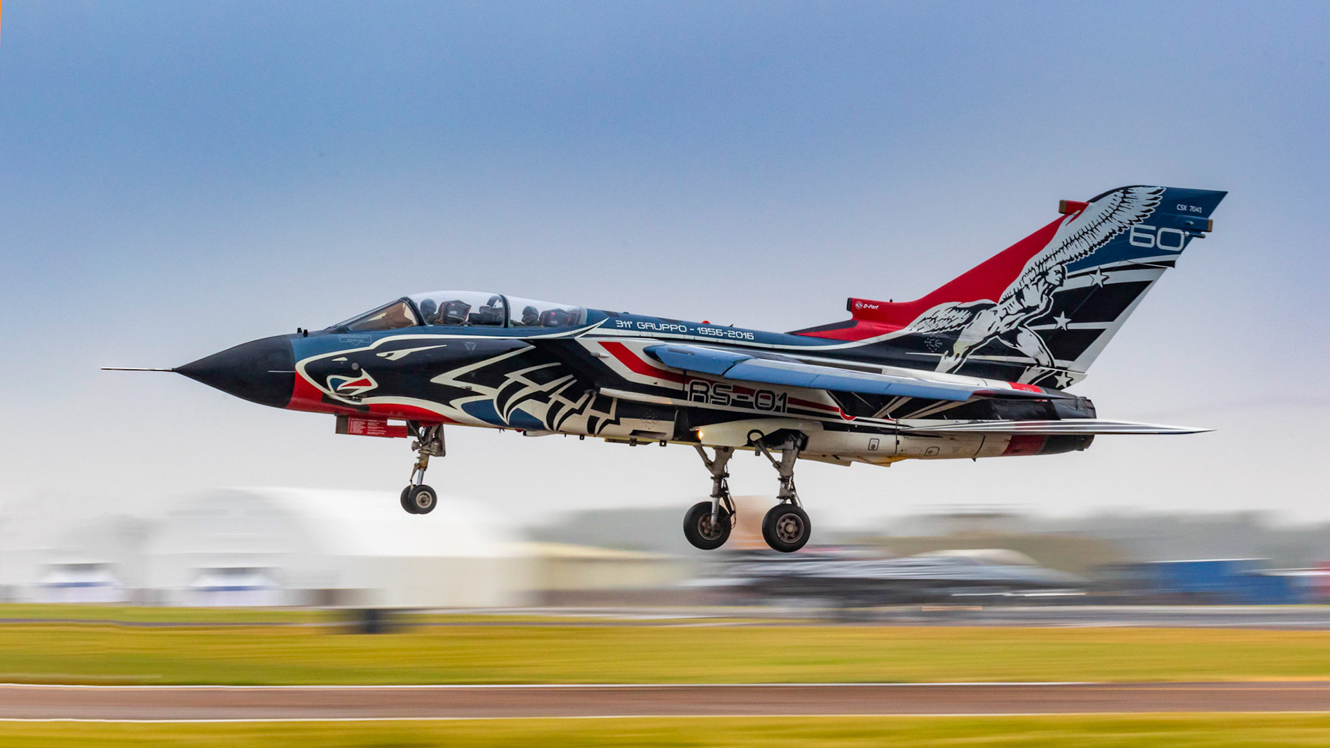 Fairford, UK - 15th July 2017: A Panavia Tornado jet fighter-bomber landing