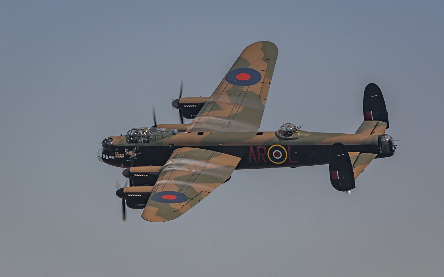 Biggleswade, UK - 6th May 2018:  An Avro Lancaster vintage world war two bomber  aircraft in flight