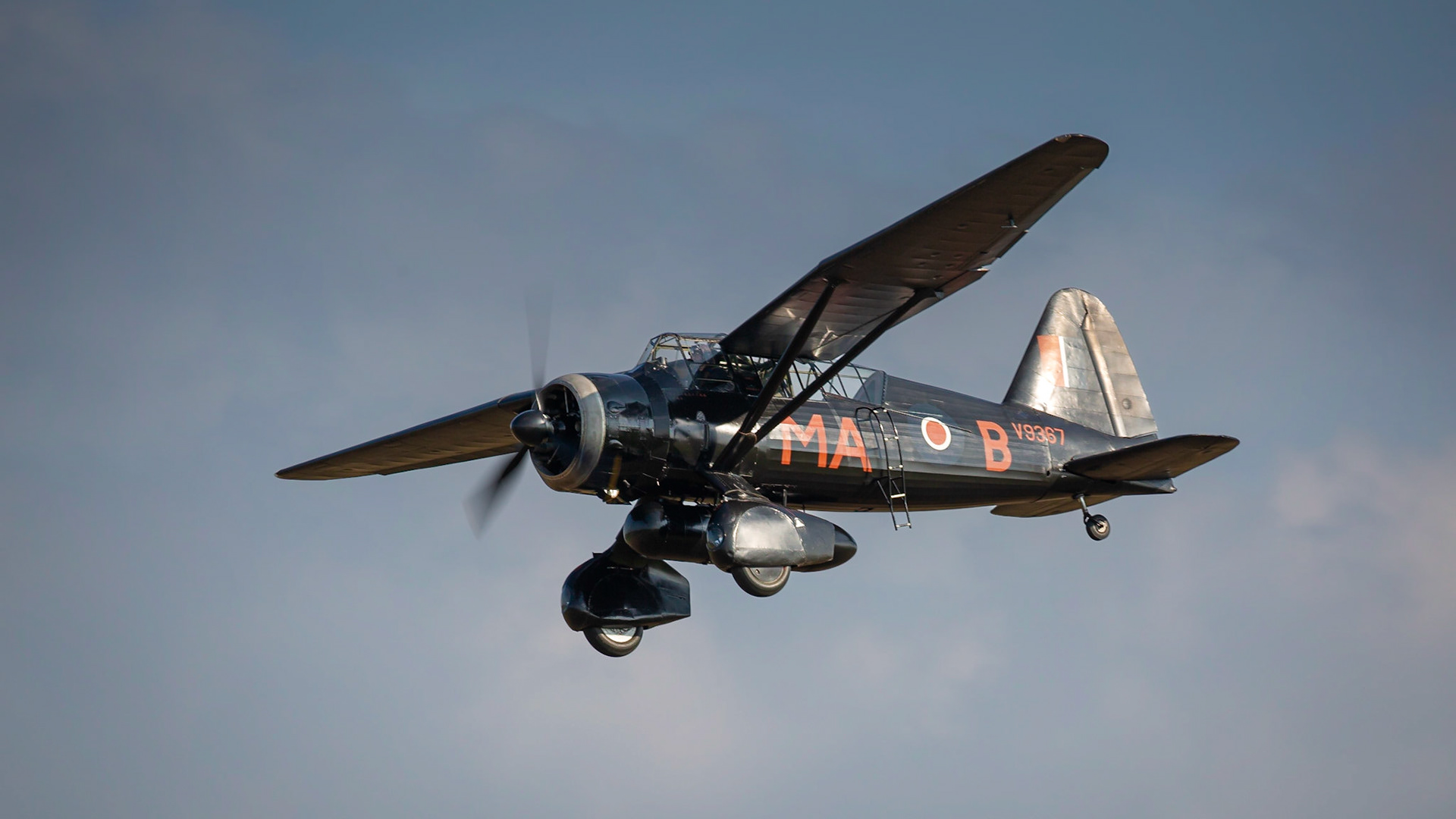 Biggleswade, UK - 7th May 2017: Vintage Westland Lysander in flight