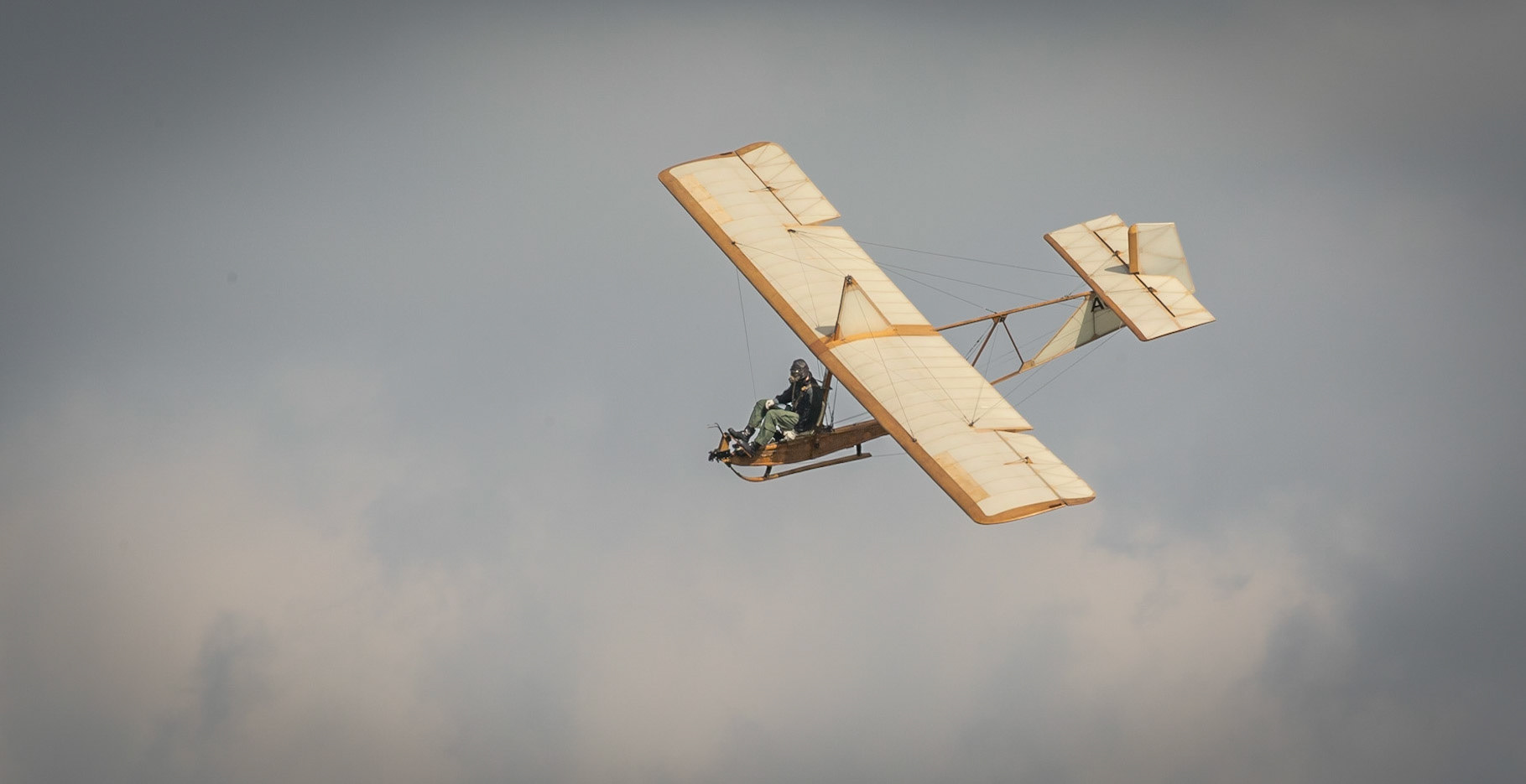 Biggleswade, UK - 7th May 2017: Vintage EON Primary glider in  flight