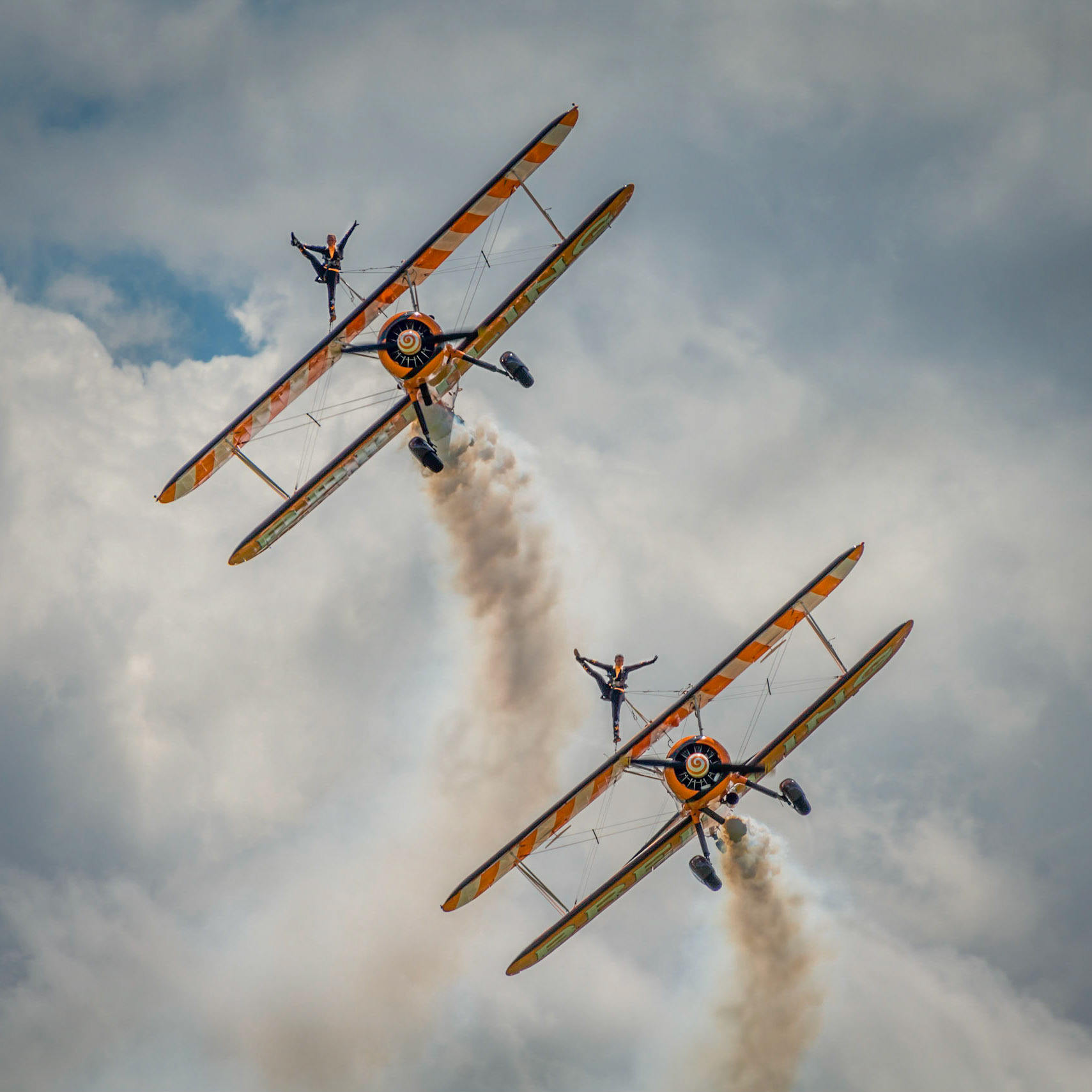 Cosford, UK - 08 June 2014: Breitling Wing Walkers display team seen at RAF Cosford Airshow.