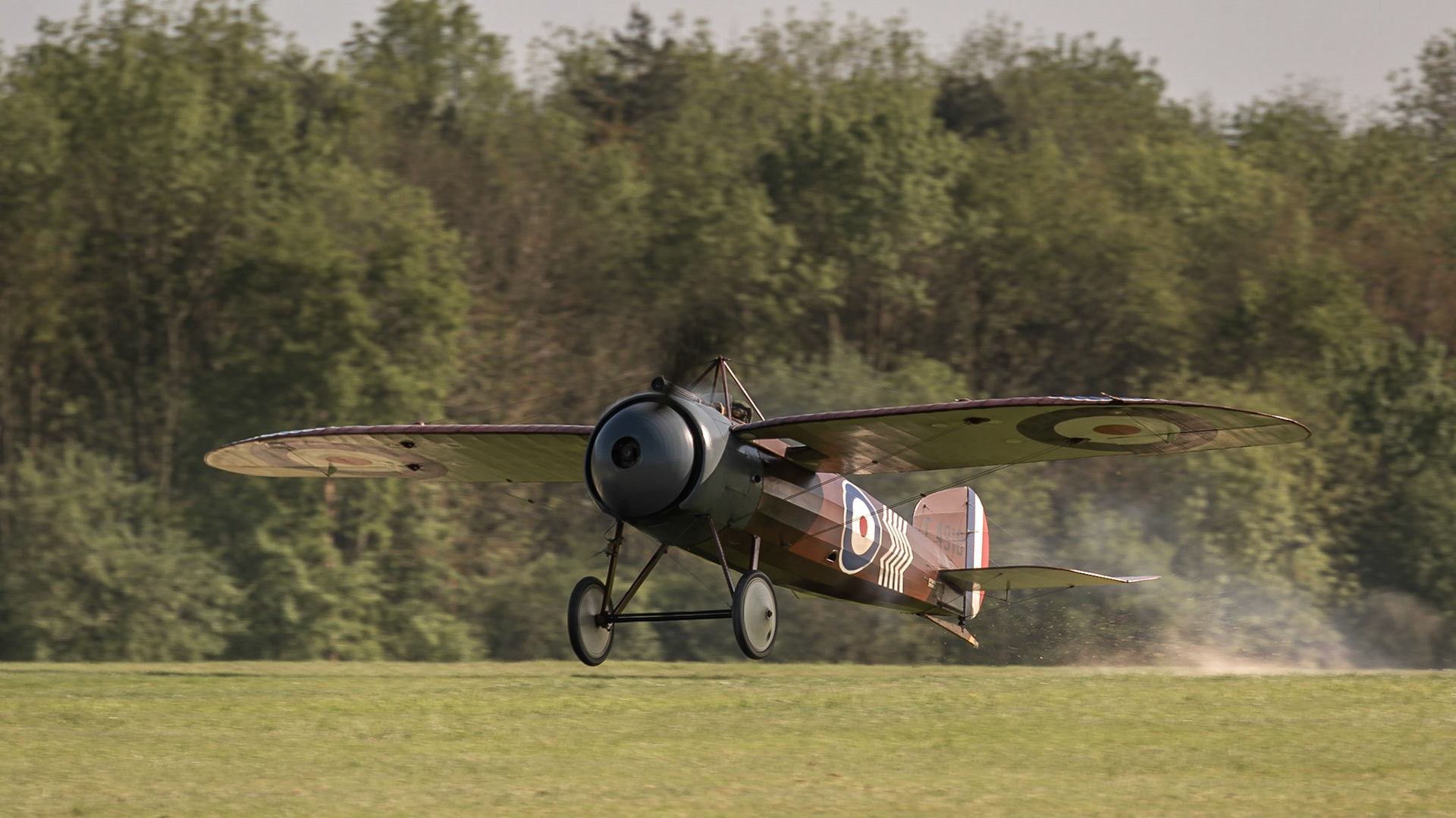 Biggleswade, UK - 6th May 2018:  A World War 1 vintage 1917  Bristol  flight at the Shuttleworth Collection. 1917  Bristol  M1C vintage aircraft replica in flight at the Shuttleworth Collection.
