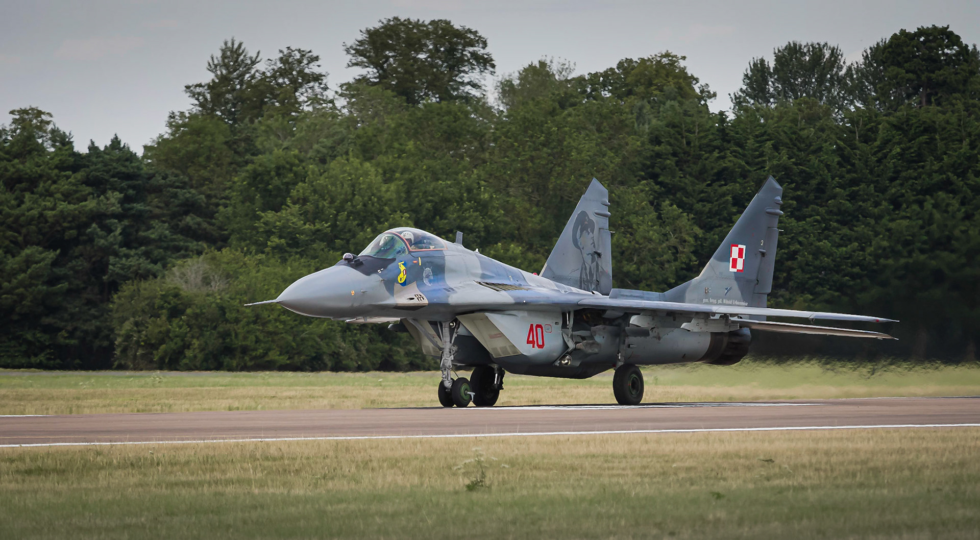 Fairford, UK - 18th July 2015: Mikoyan MIG 29 opf the Polish Airforce, solo diplay aircraft in flight at the Air tattoo