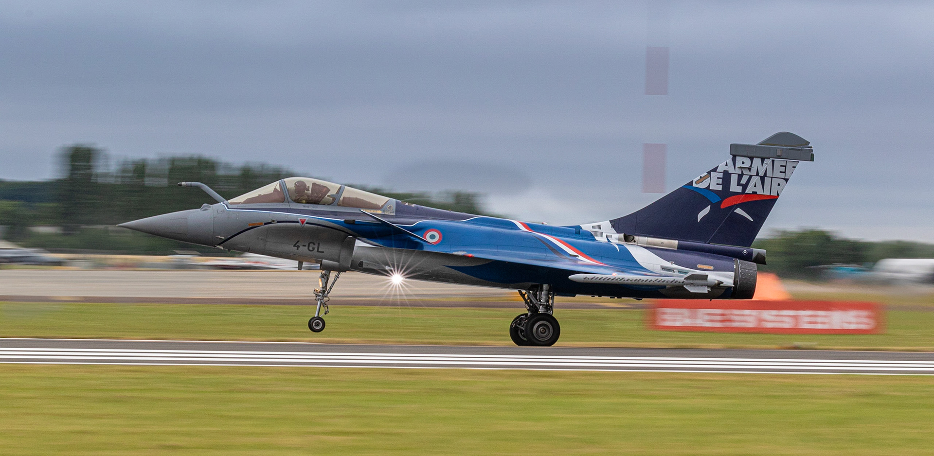 Fairford, UK - 15th July 2017: A French Dassault Rafale landing