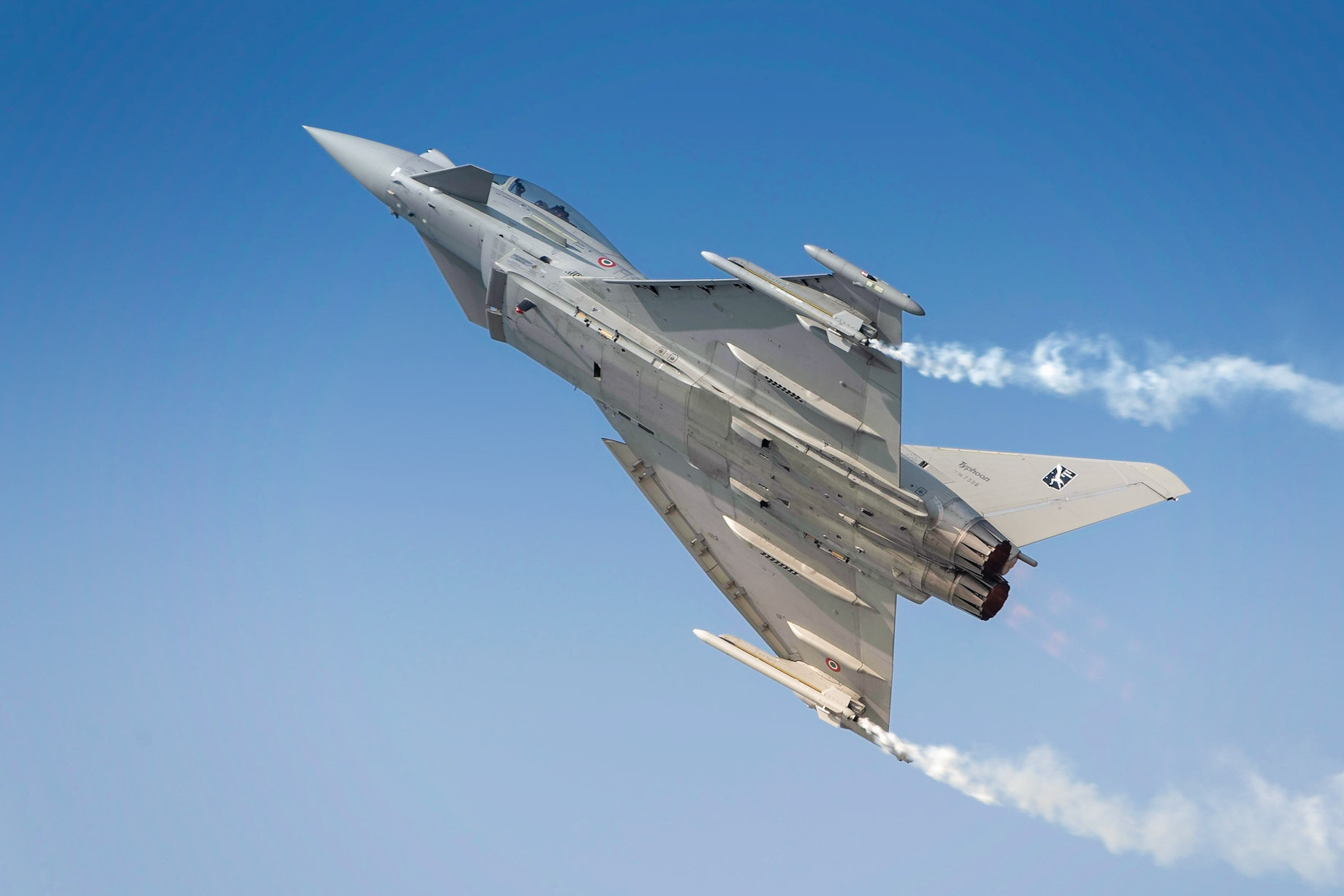 Fairford, UK - July 21 2013: A Typhoon jet fighter displaying at the Royal International Air  Tattoo