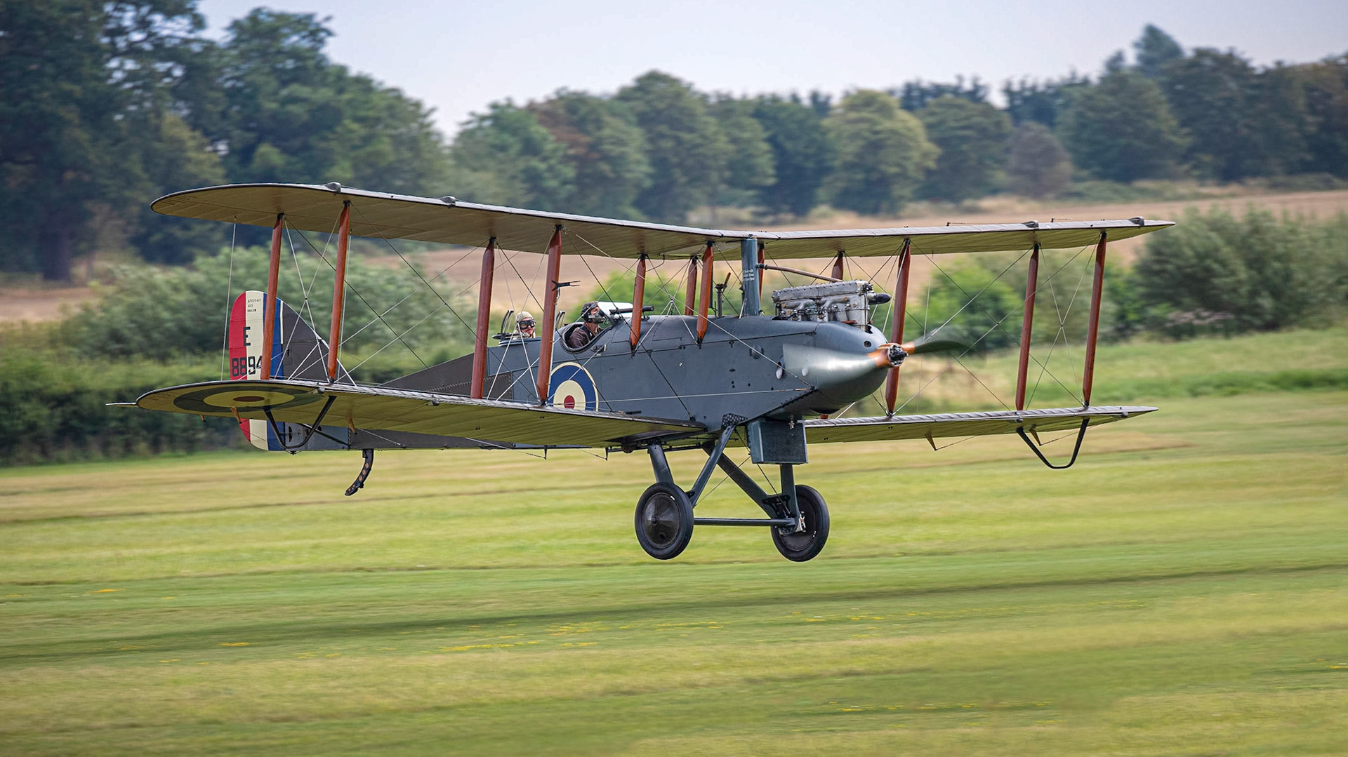 Old Warden, UK - 4th August 2019: A vintage aircraft De Havilland DH-9, landing on airfield