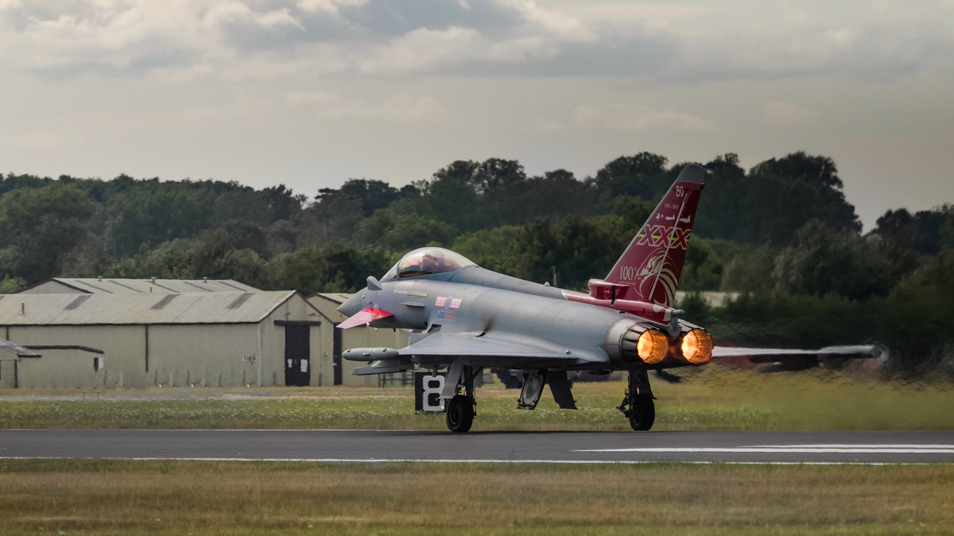 Fairford, UK - 17th July 2015: A Typhoon fighter aircraft displaying at the Air Tattoo