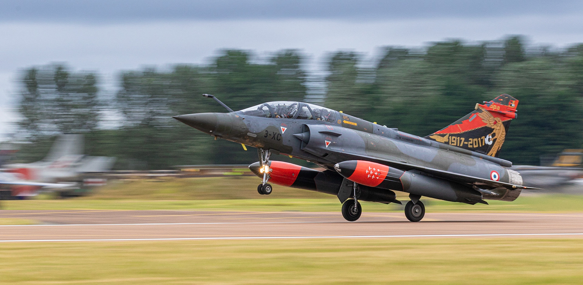Fairford, UK - 15th July 2017: A French Armée de l'Air Mirage 2000 aircraft on approach to land