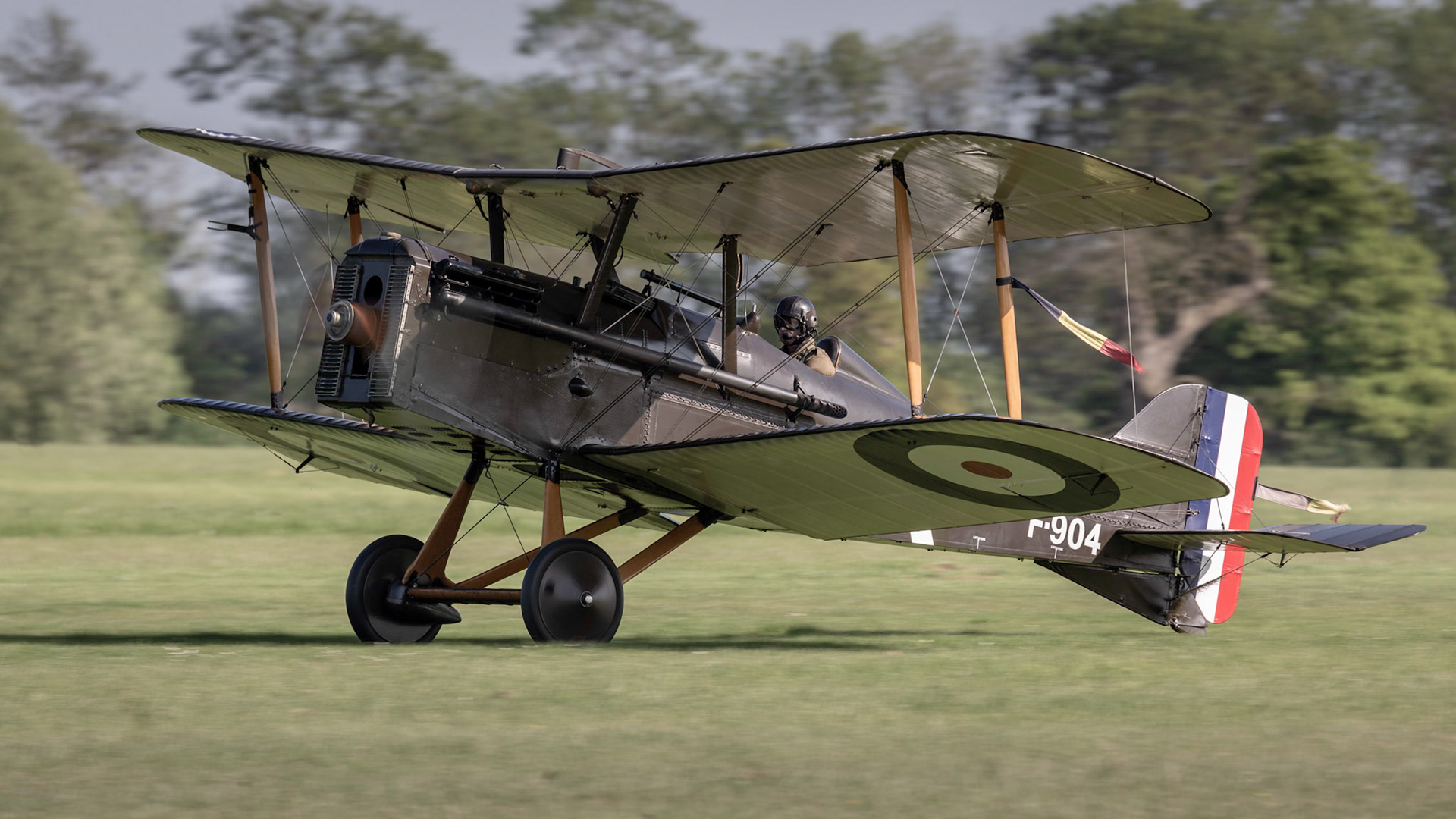 Biggleswade, UK - 6th May 2018:  A World War 1 vintage 1917 SE5A in  flight at the Shuttleworth Collection.
